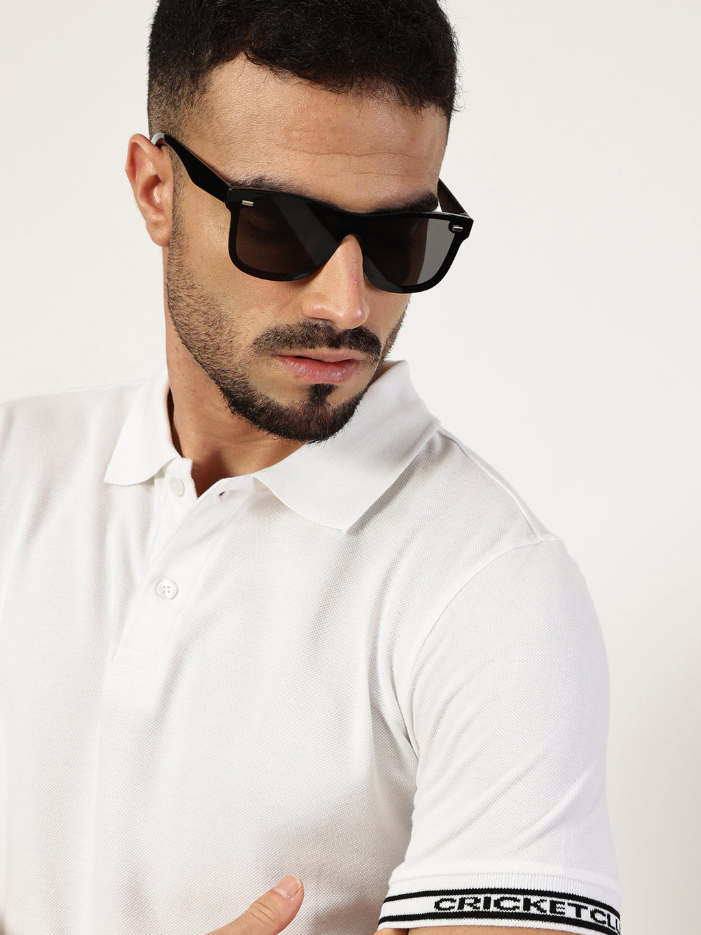 Thomas Scott Men White Polo Collar Pockets T-shirt
