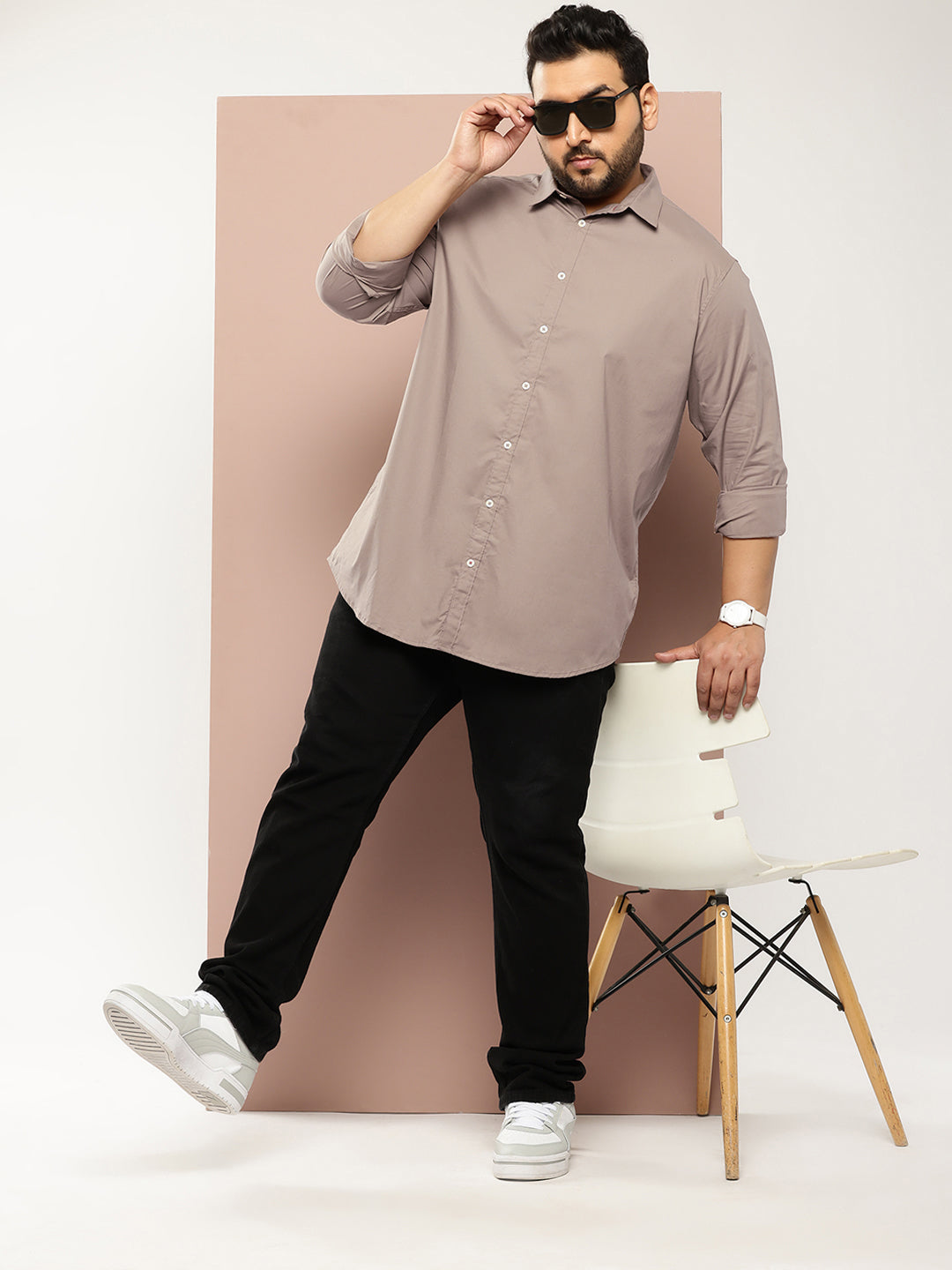 Thomas Scott Men Brown Plus Size Premium Casual Shirt