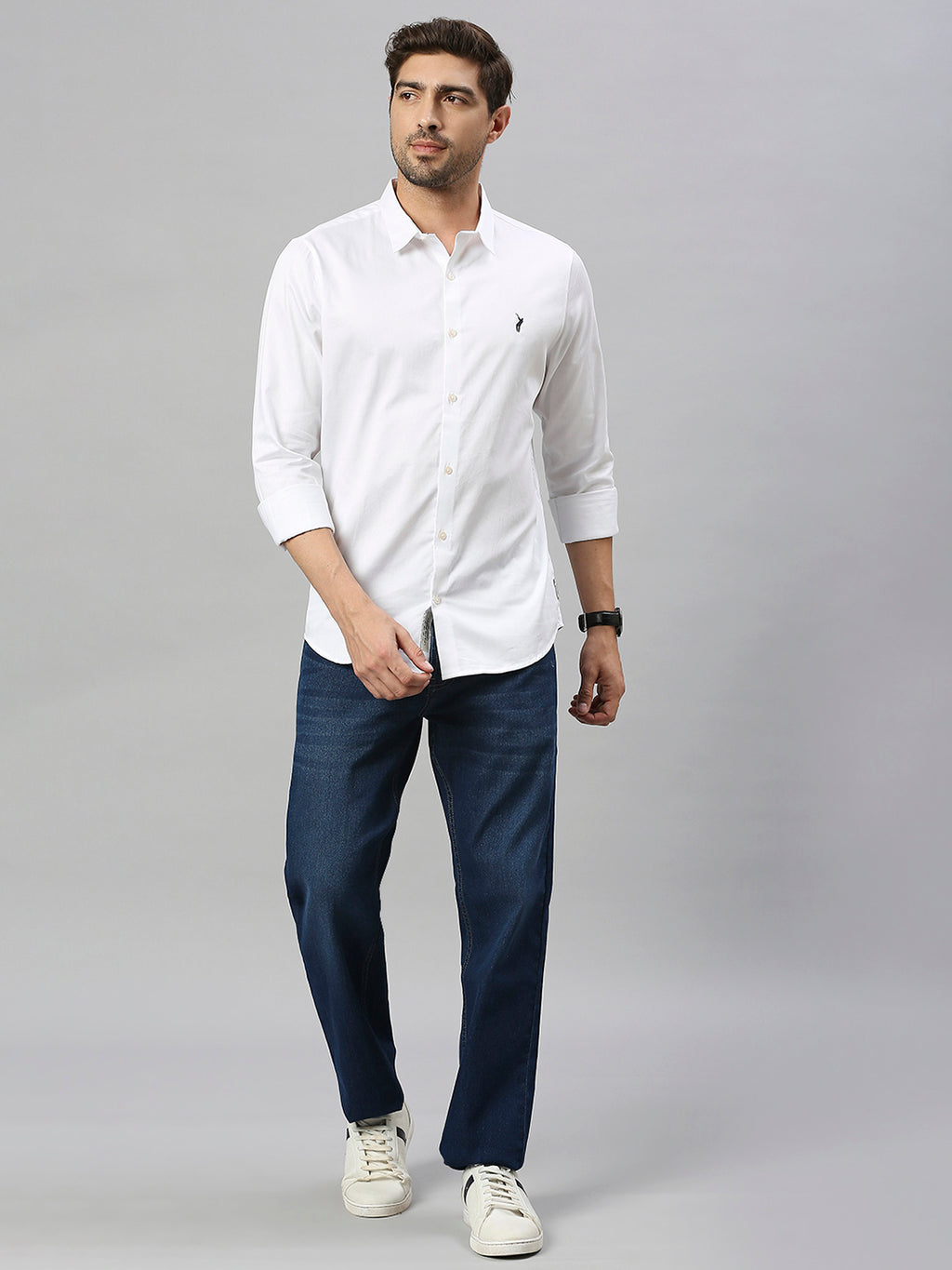 Thomas Scott Men Classic Slim Fit Spread Collar Casual Shirt