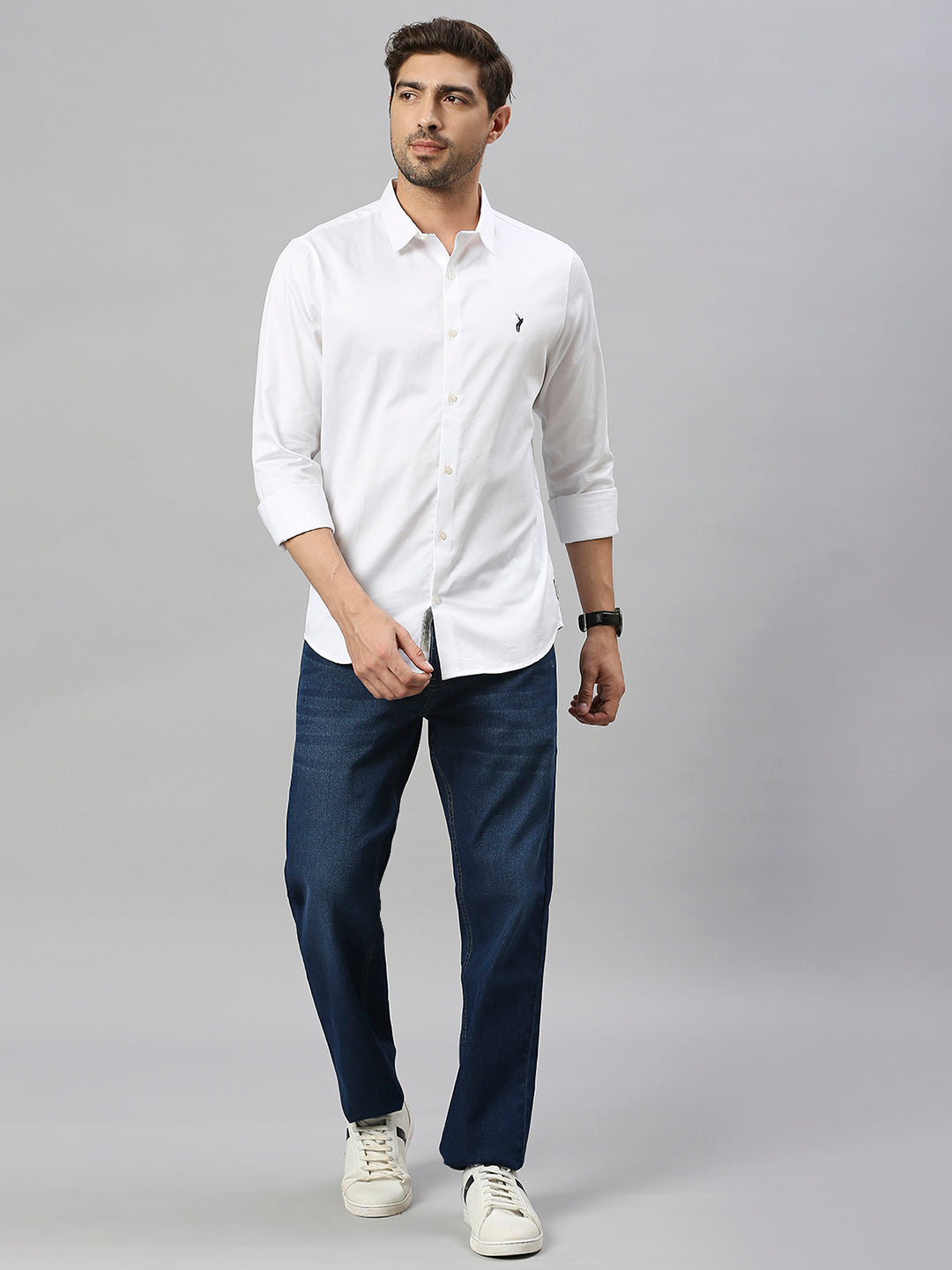 Thomas Scott Men Classic Slim Fit Spread Collar Casual Shirt