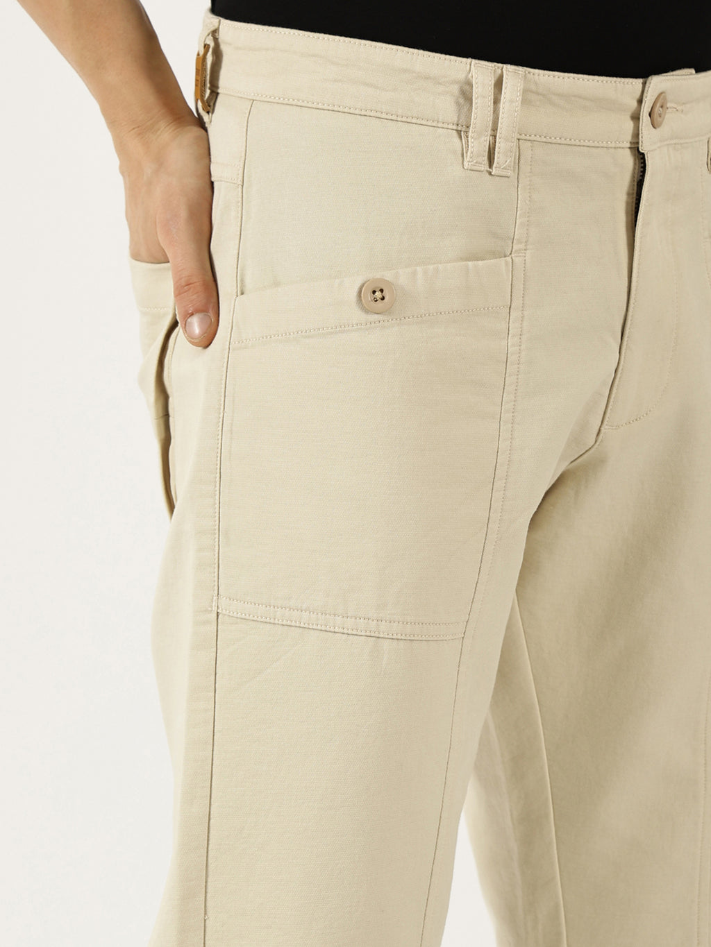Thomas Scott Men Fawn Smart Easy Wash Cargos Trousers