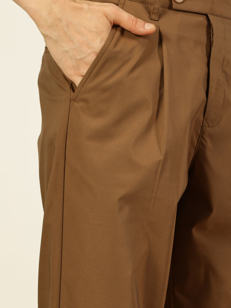 Thomas Scott Men Brown Smart Pleated Korean Pant