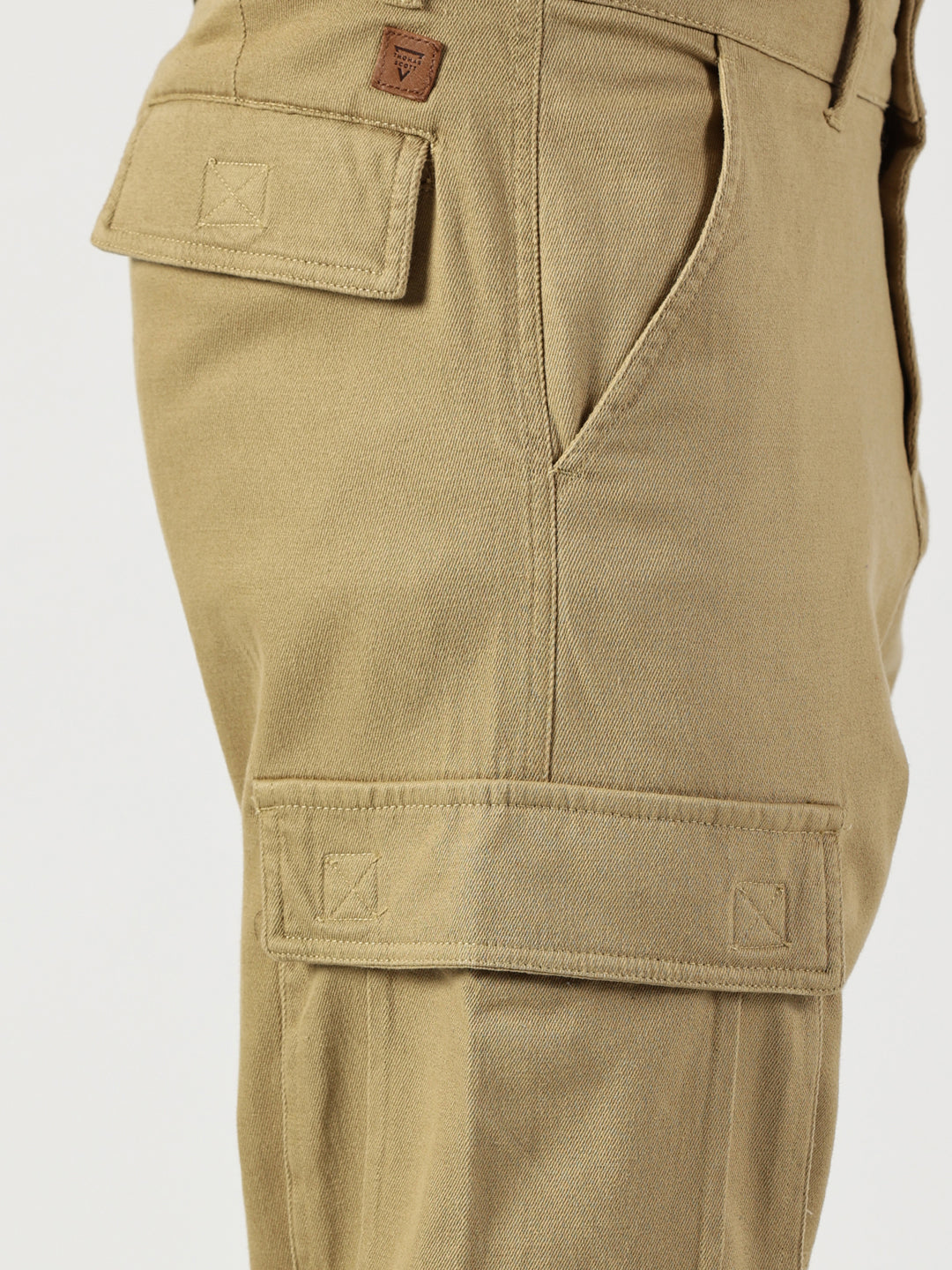 Thomas Scott Men Beige Relaxed Cargos Trousers