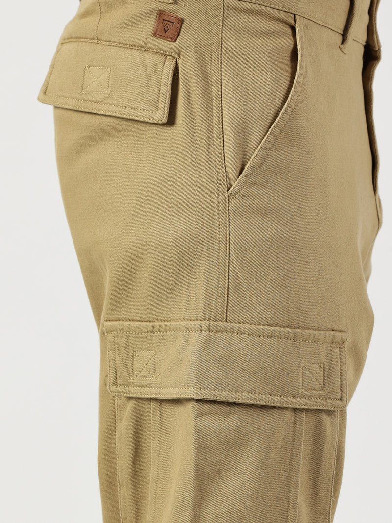 Thomas Scott Men Beige Relaxed Cargos Trousers