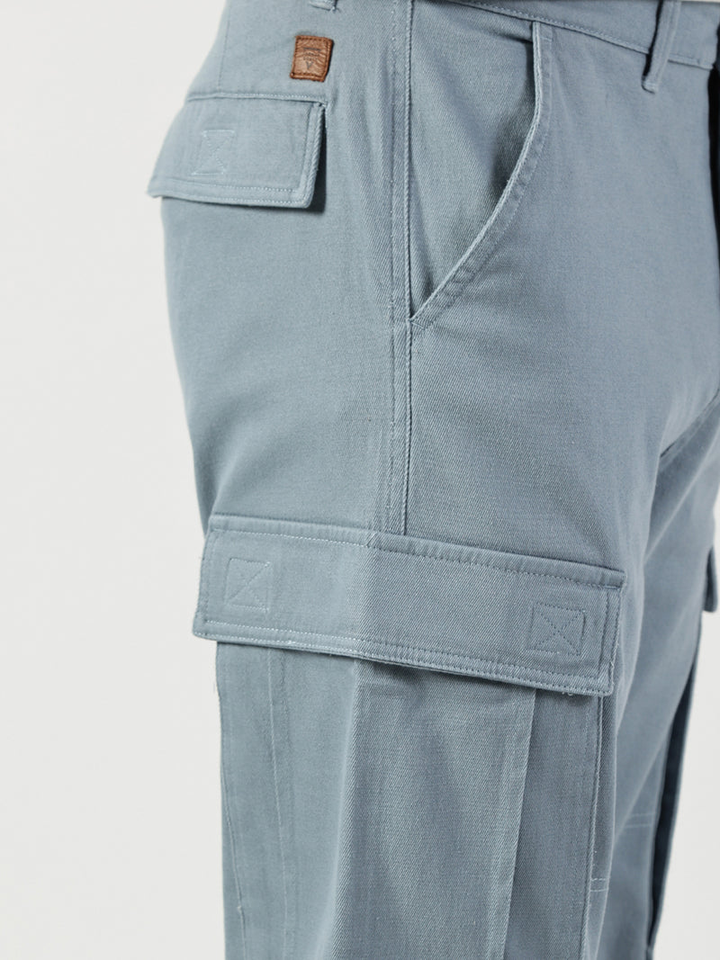 Thomas Scott Men Light Blue Relaxed Fit Mid-Rise Cargos Trousers