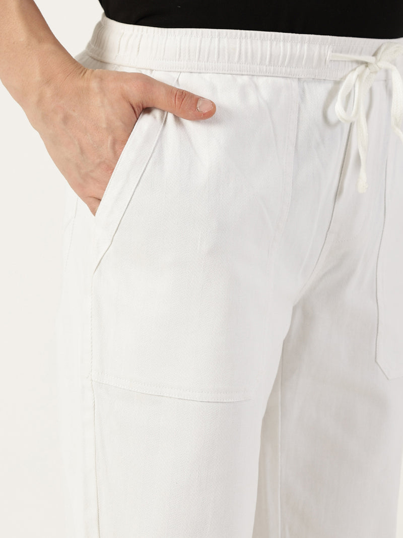 Thomas Scott Men White Smart Easy Wash Joggers Trousers