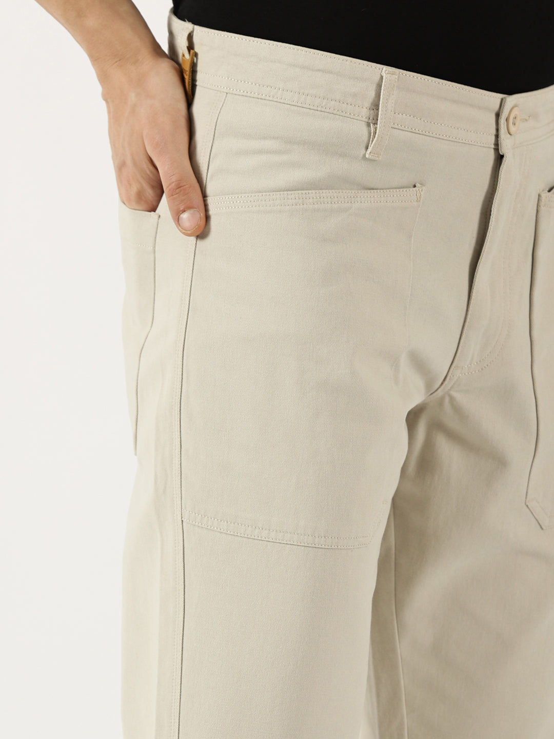 Thomas Scott Men Light Grey Smart Straight Fit Easy Wash Trousers