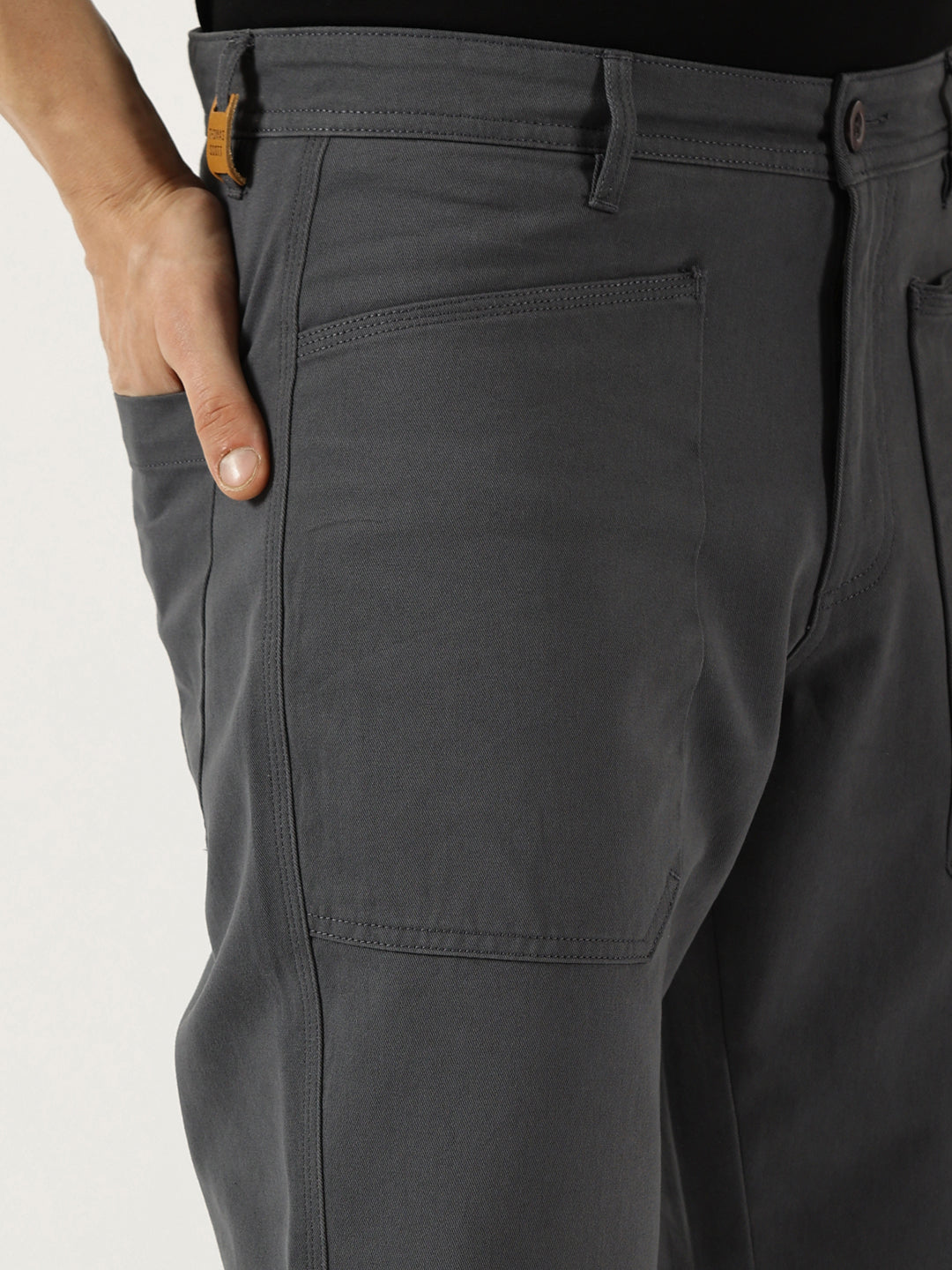 Thomas Scott Men Mid Blue Smart Straight Fit Easy Wash Trousers