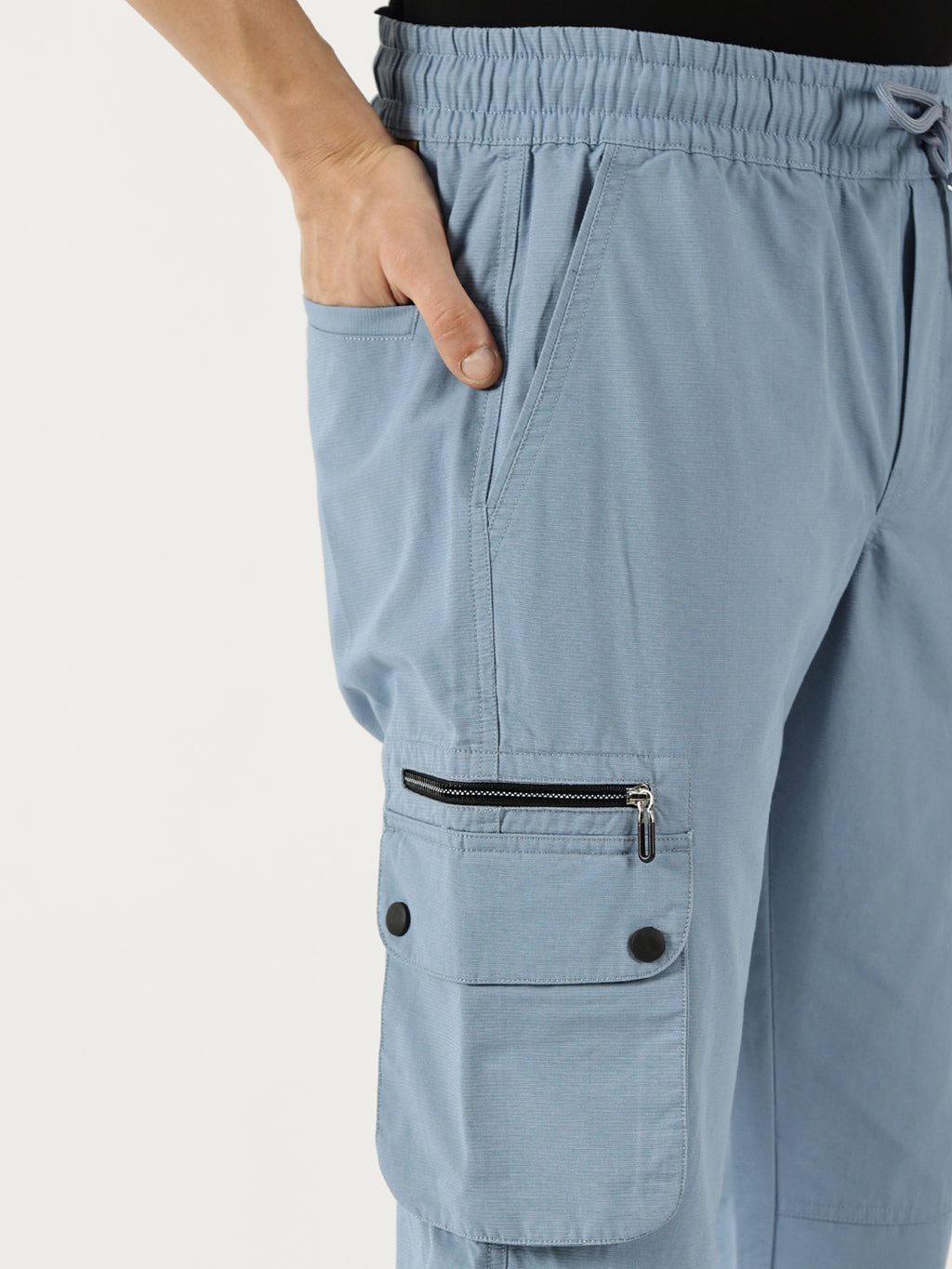 Thomas Scott Men Blue Smart Fit Straight Fit Mid-Rise Cargos Trousers