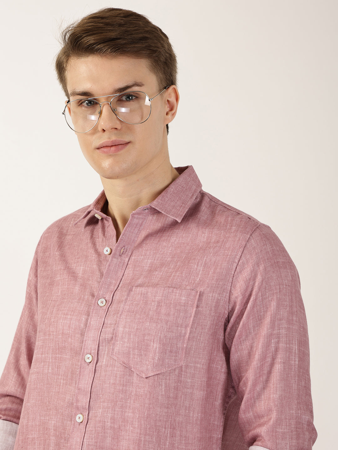 Thomas Scott Men Pink Premium Slim Fit Opaque Casual Shirt