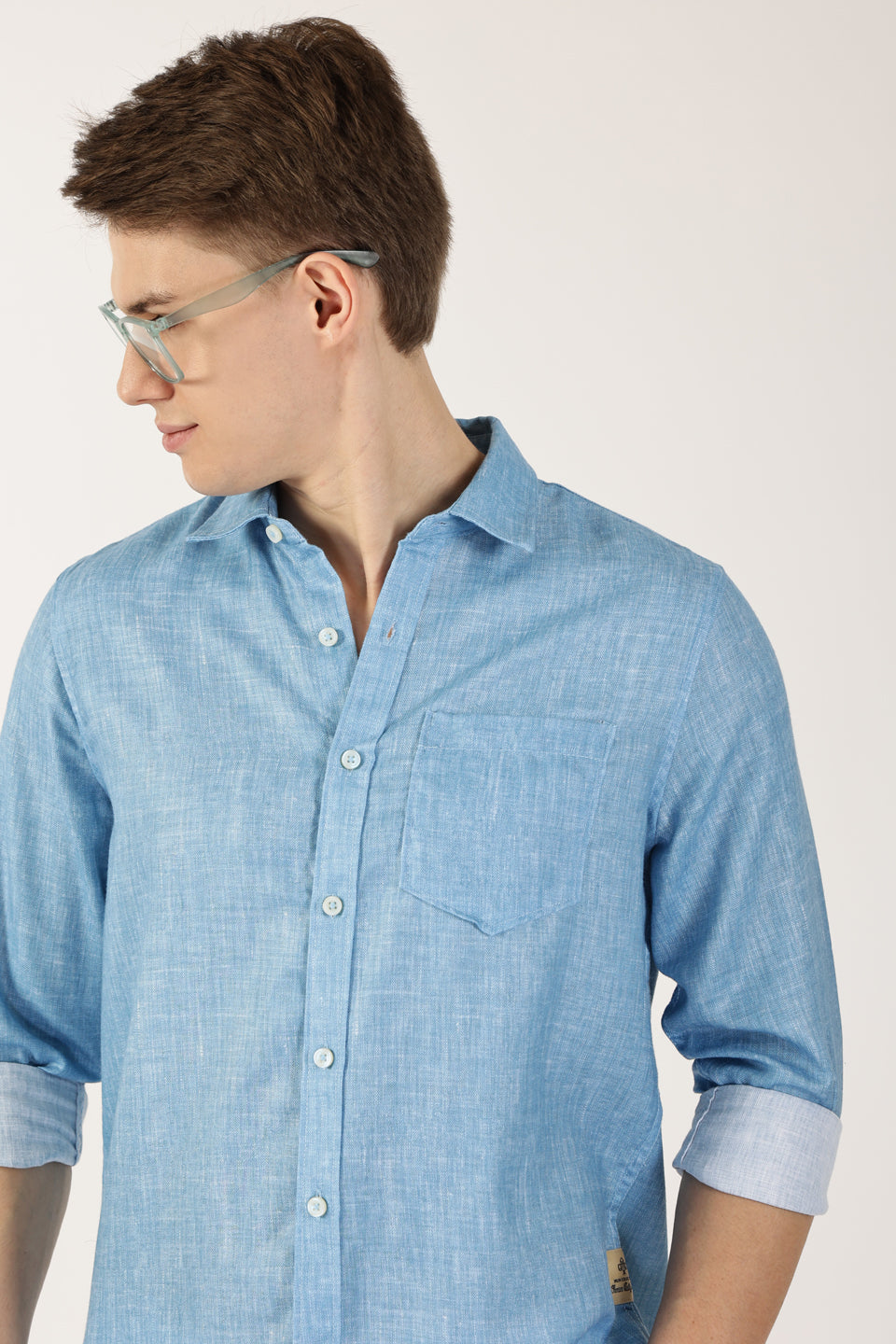 Thomas Scott Men Blue Premium Slim Fit Opaque Casual Shirt
