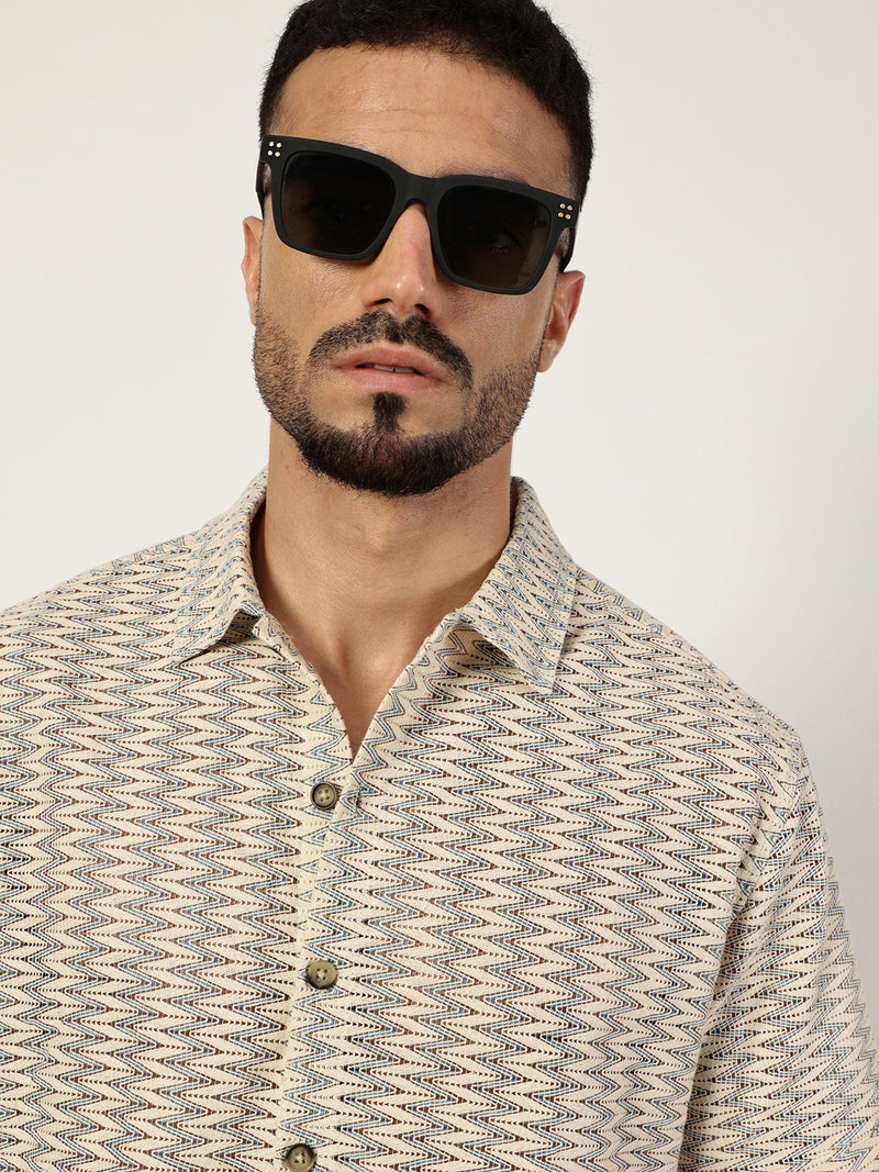 Thomas Scott Men Premium Slim Fit Opaque Striped Casual Shirt