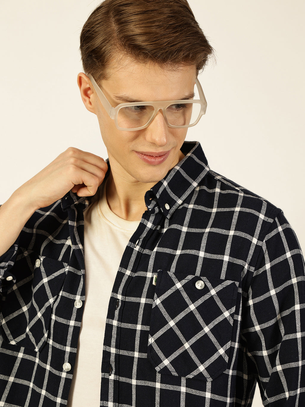 Thomas Scott Men Premium Slim Fit Gingham Checks Opaque Checked Casual Shirt