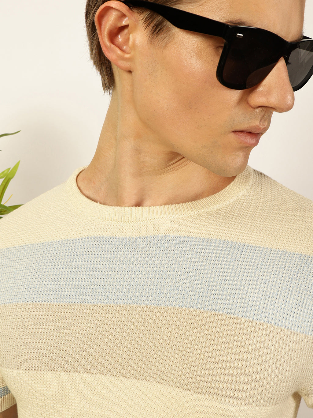 Thomas Scott Men Knit Striped Round Neck T-shirt