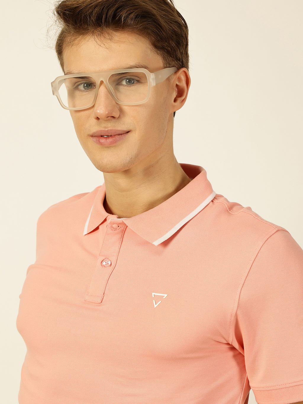 Thomas Scott Men Pink Regular Fit Polo Tshirt - S