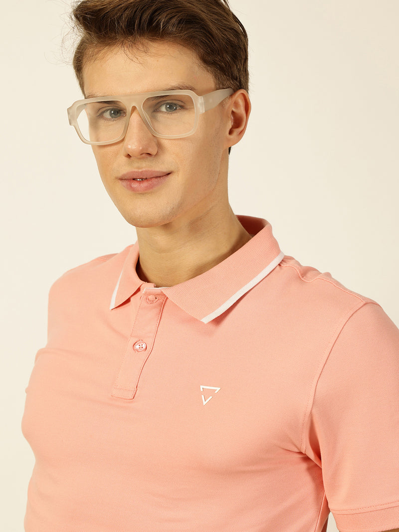 Thomas Scott Men Pink Regular Fit Polo Tshirt - S