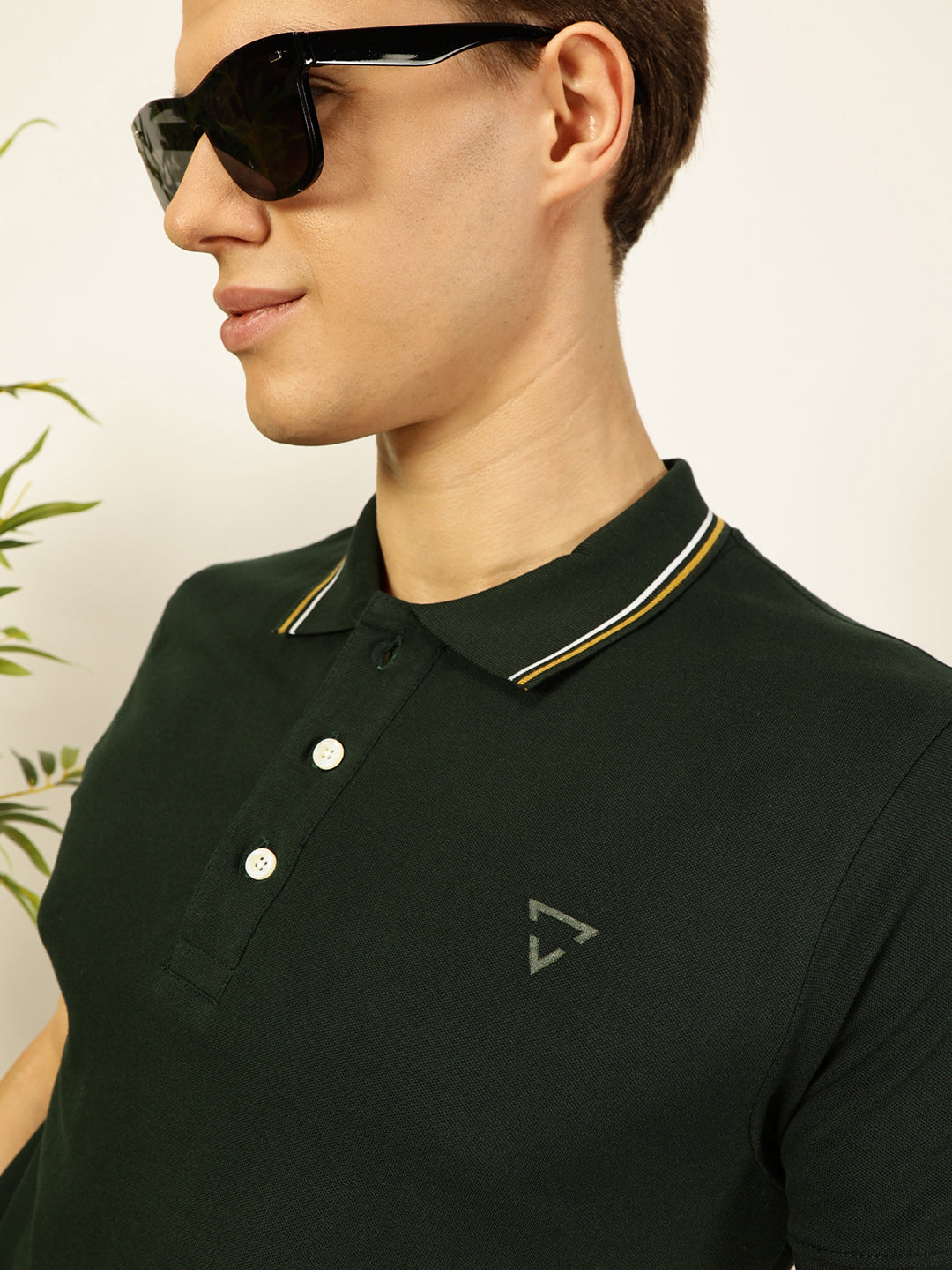 Thomas Scott Men Green Regular Fit Polo Tshirt - S