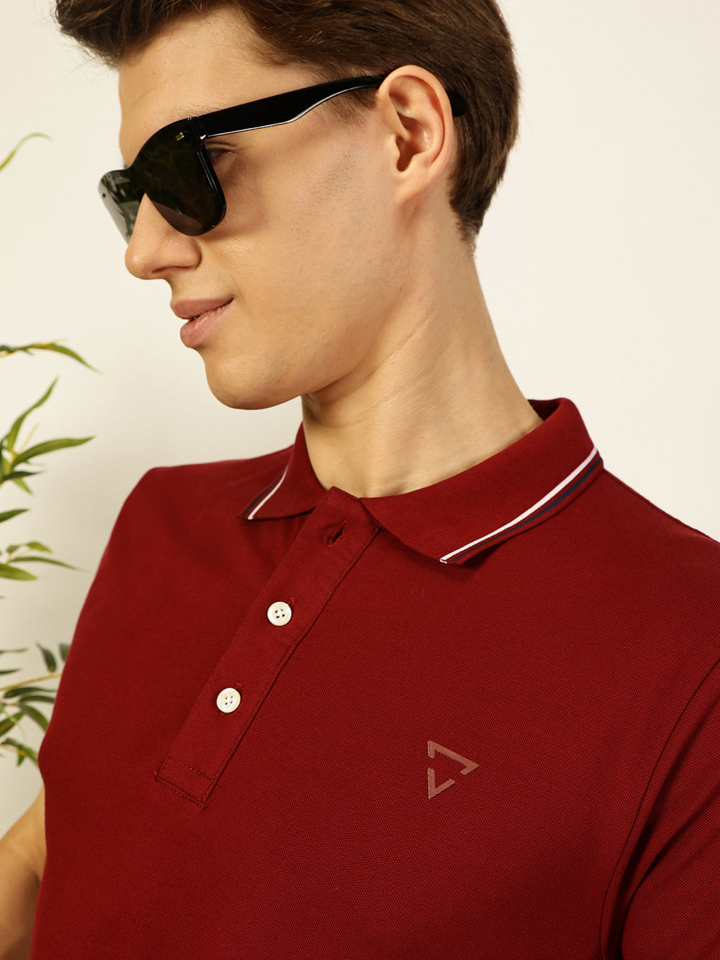 Thomas Scott Men Maroon Regular Fit Polo Tshirt - S