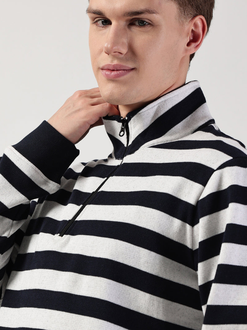 Thomas Scott Men Striped High Neck T-shirt