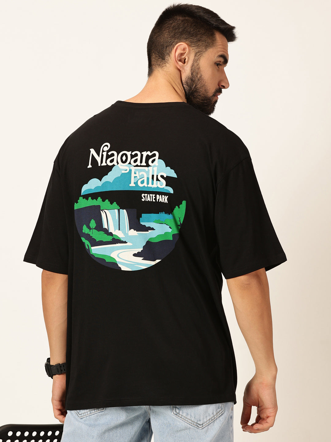 Thomas Scott Men Oversized Graphic Printed Drop-Shoulder Sleeves Cotton Bio Finish T-shirt
