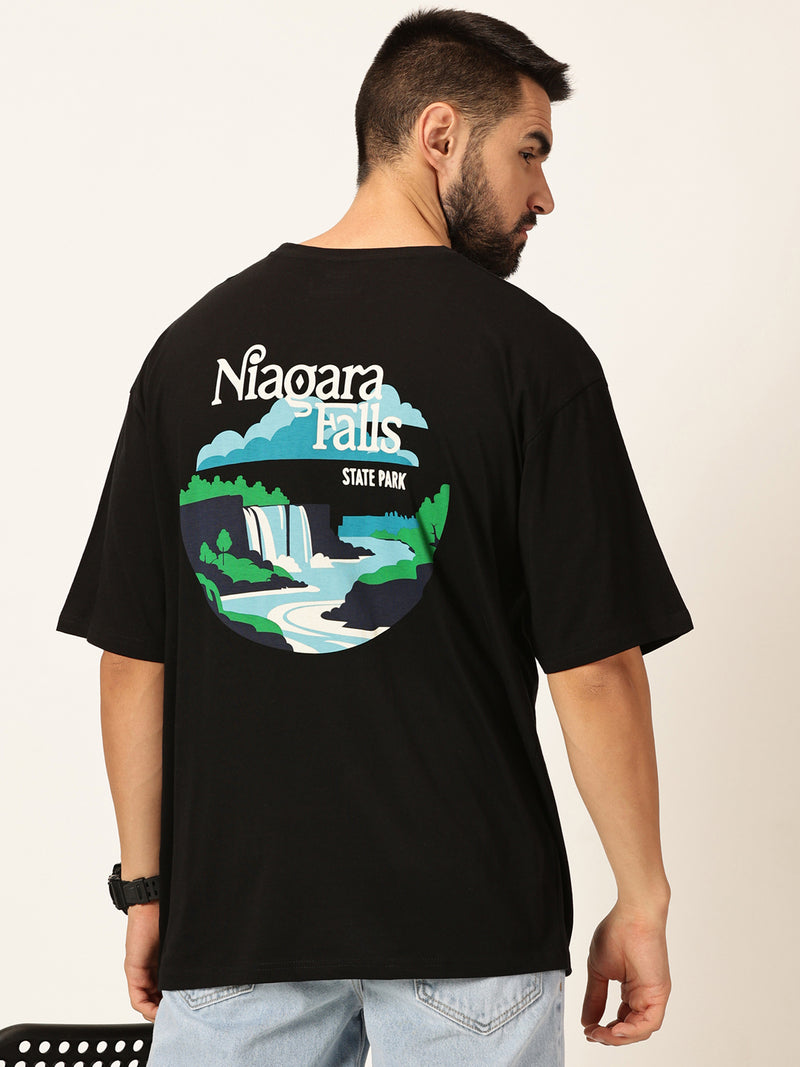 Thomas Scott Men Oversized Graphic Printed Drop-Shoulder Sleeves Cotton Bio Finish T-shirt