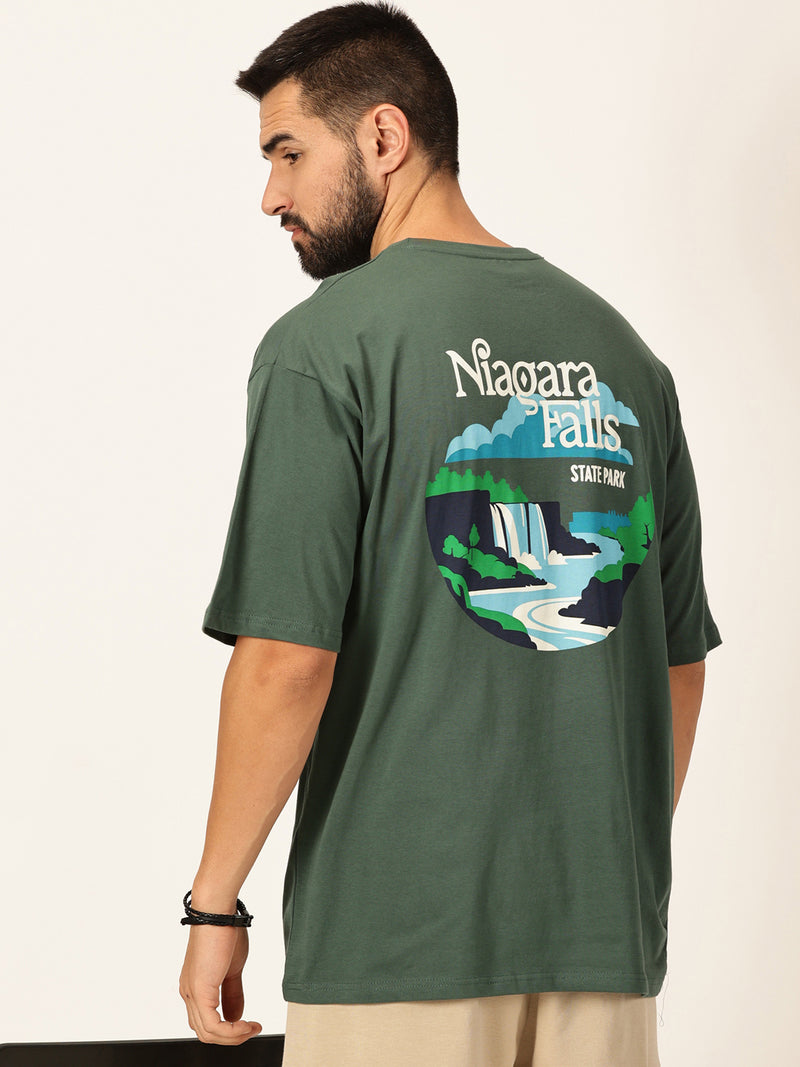 Thomas Scott Men Graphic Printed Bio Finish Drop-Shoulder Sleeves Cotton T-shirt