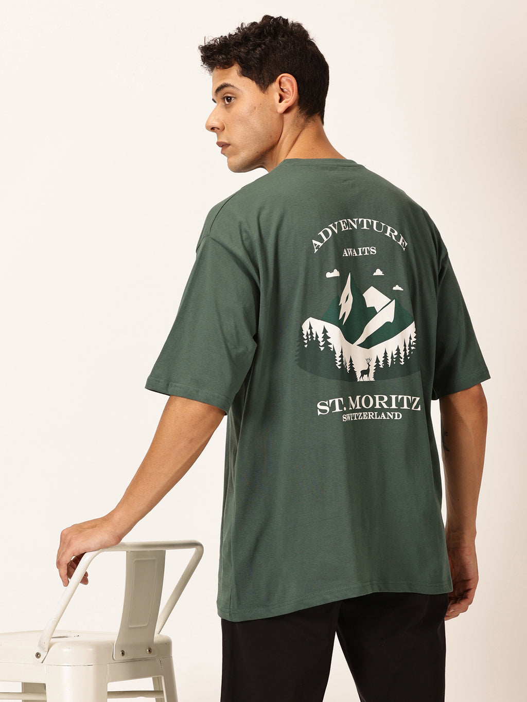Thomas Scott Men Round Neck Typography Printed Cotton Oversized T-shirt