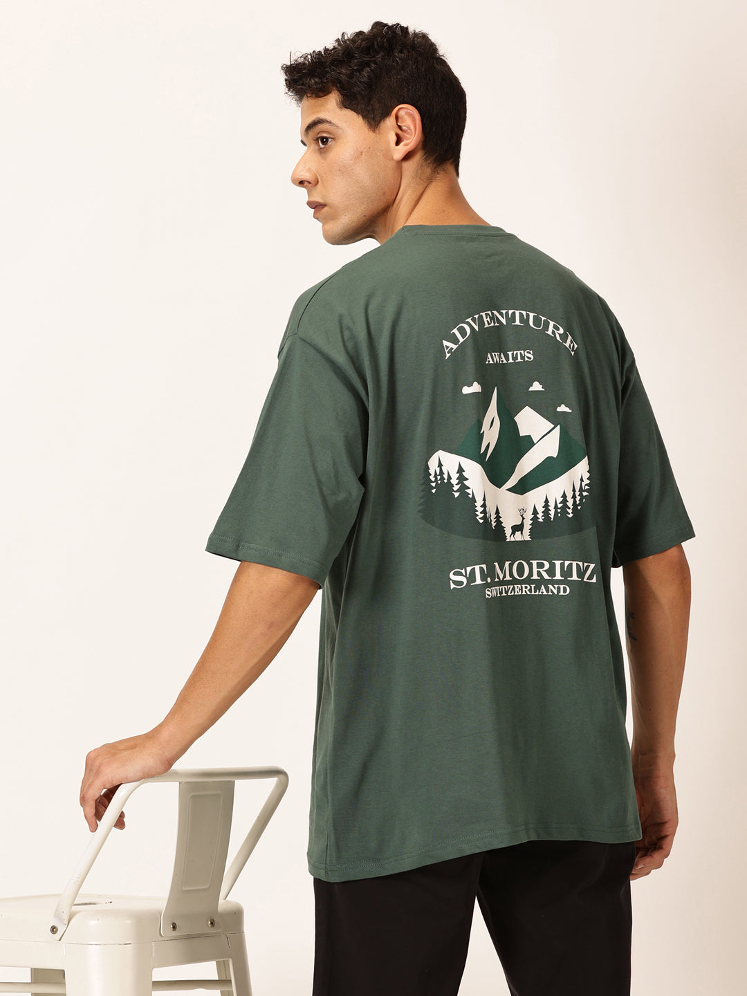 Thomas Scott Men Round Neck Typography Printed Cotton Oversized T-shirt