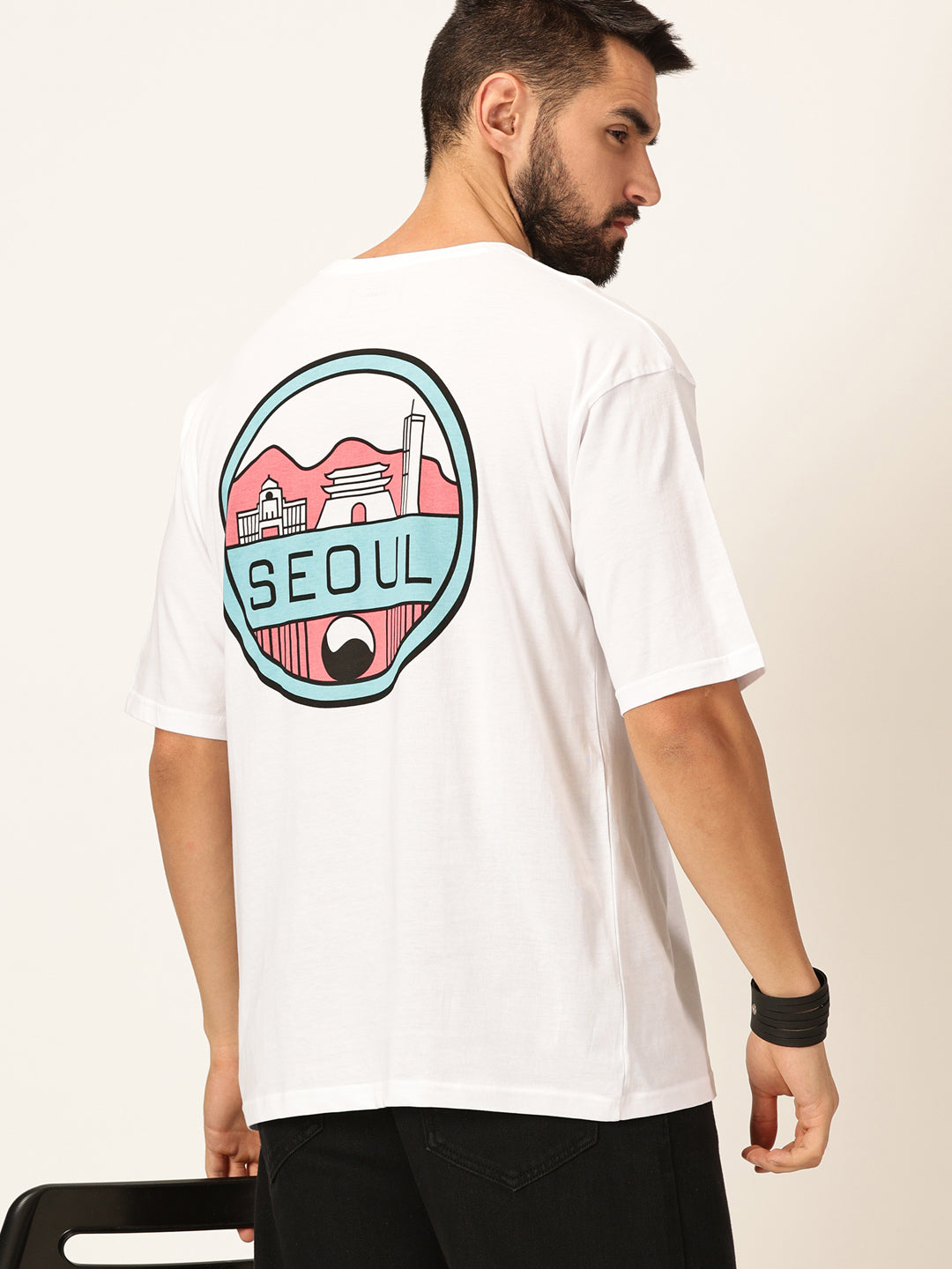 Thomas Scott Men Graphic Printed Bio Finish Pure Cotton Oversized T-shirt
