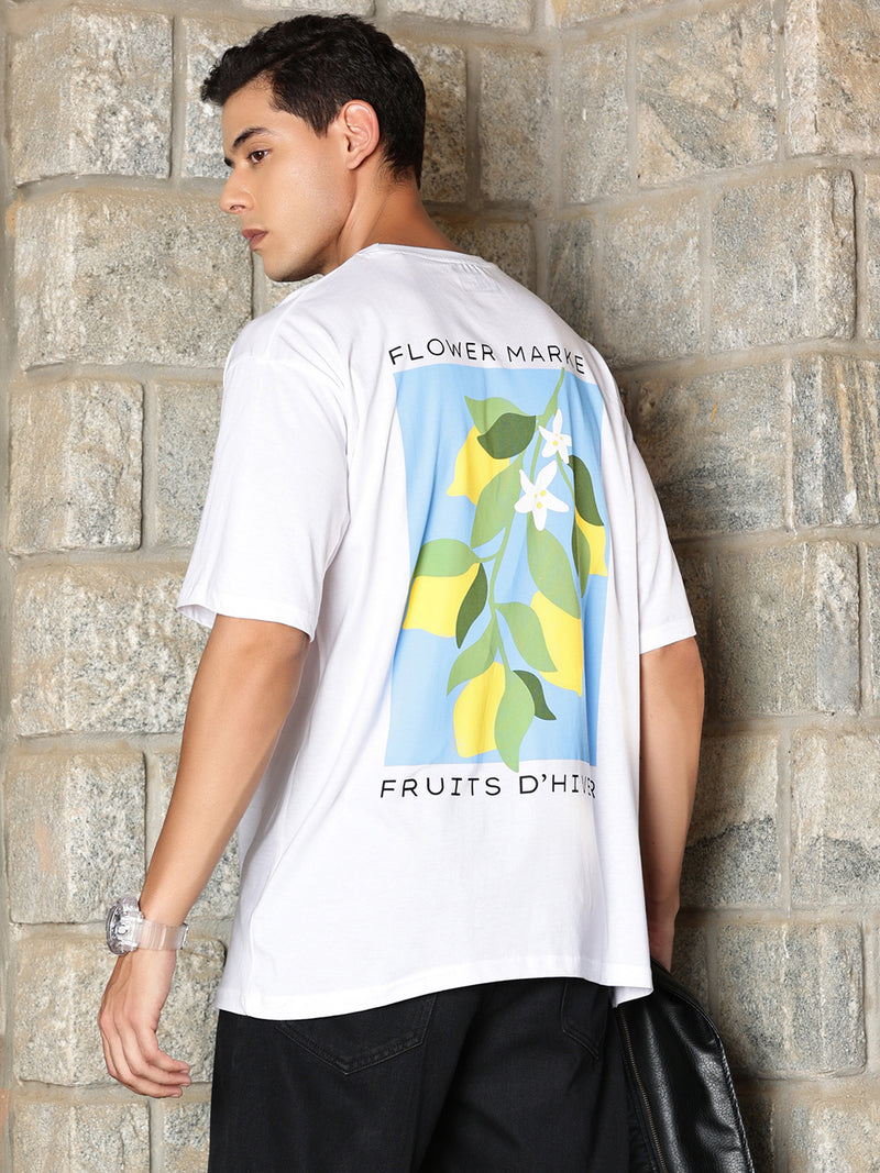 Thomas Scott Men Floral Printed Drop-Shoulder Sleeves Oversized Pure Cotton T-shirt