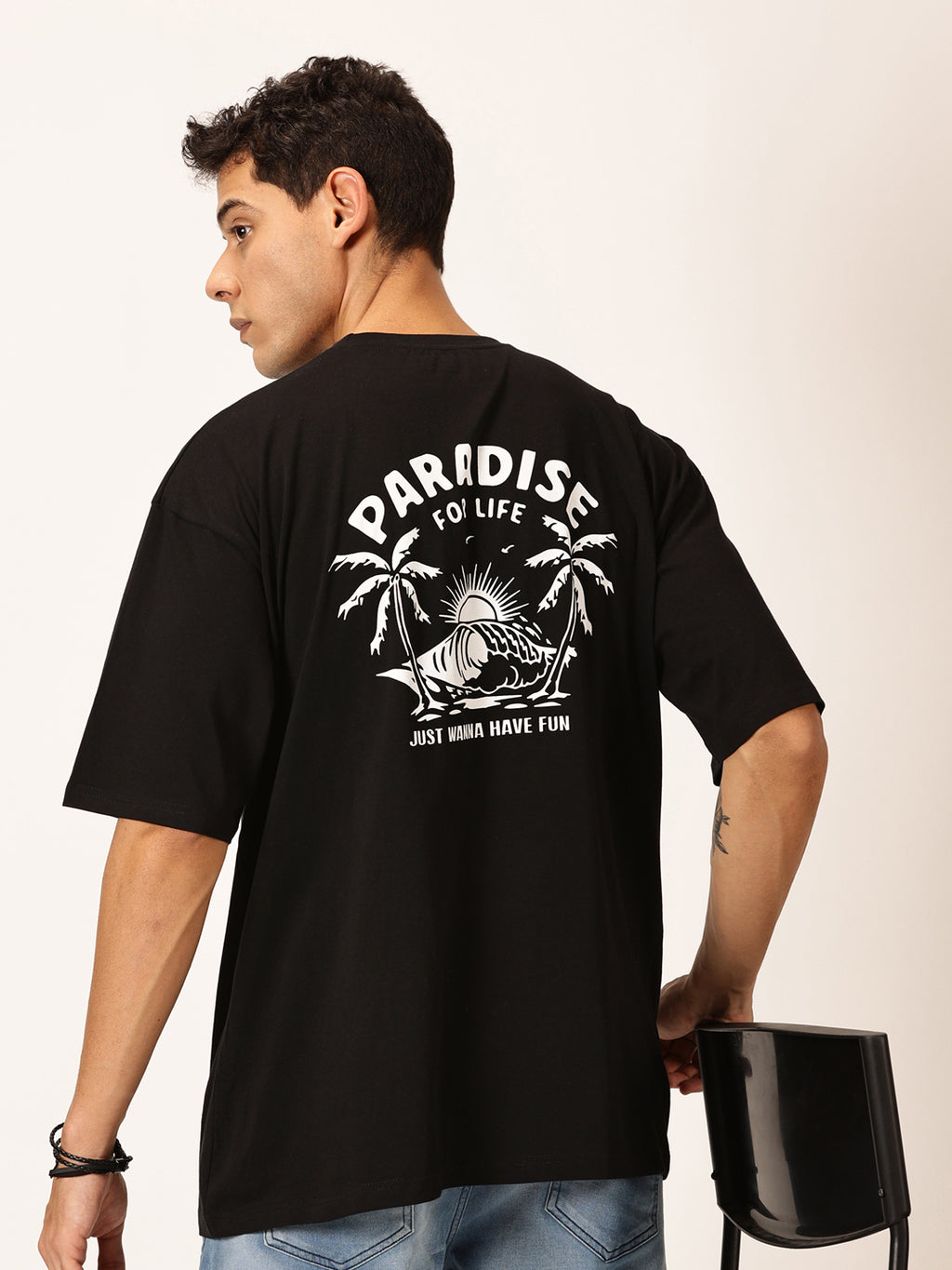 Thomas Scott Men Round Neck Typography Printed Cotton Oversized T-shirt