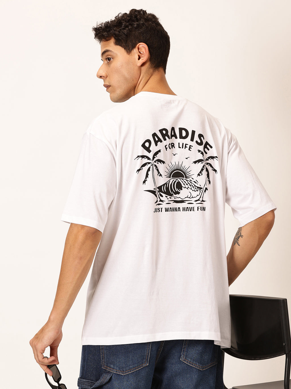 Thomas Scott Men Round Neck Typography Printed Cotton Oversized T-shirt