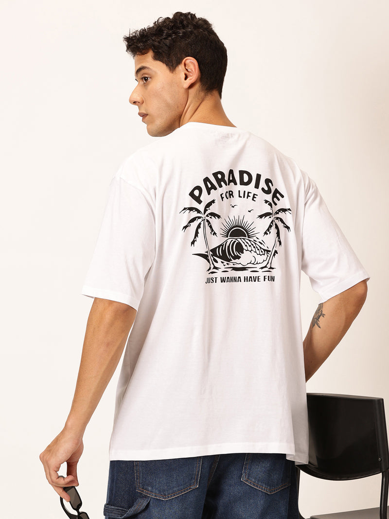 Thomas Scott Men Round Neck Typography Printed Cotton Oversized T-shirt