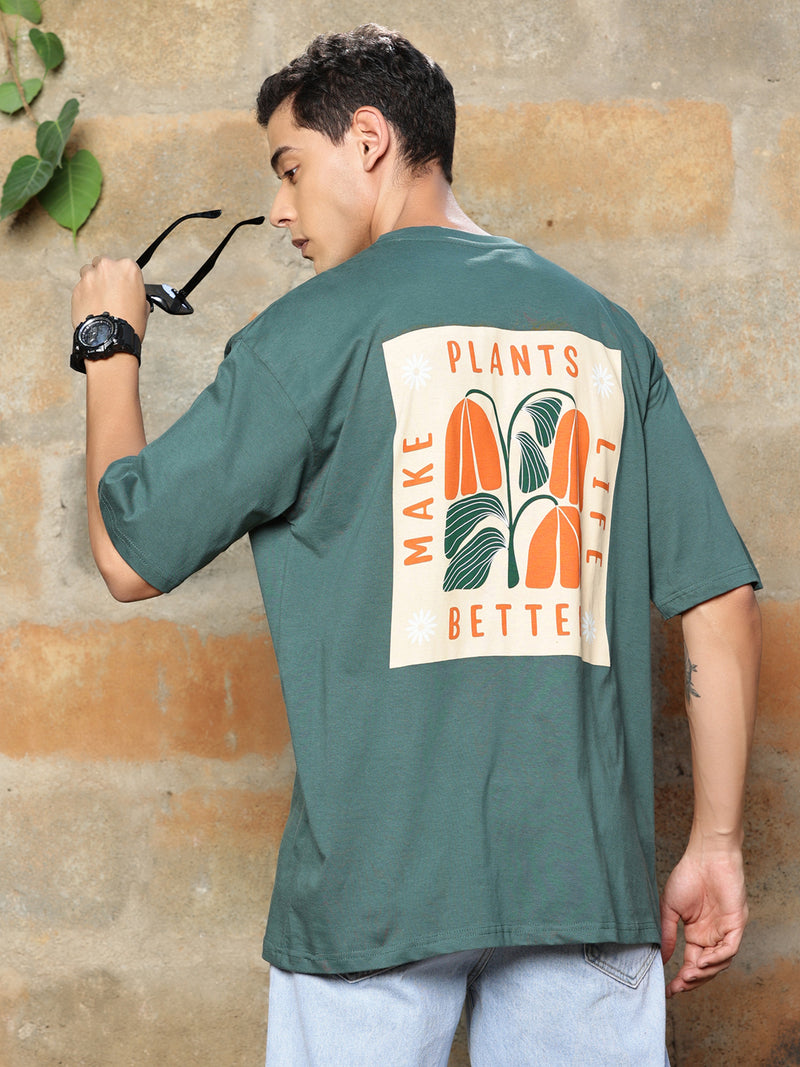 Thomas Scott Men Graphic Printed Drop-Shoulder Sleeves Oversized Pure Cotton T-shirt