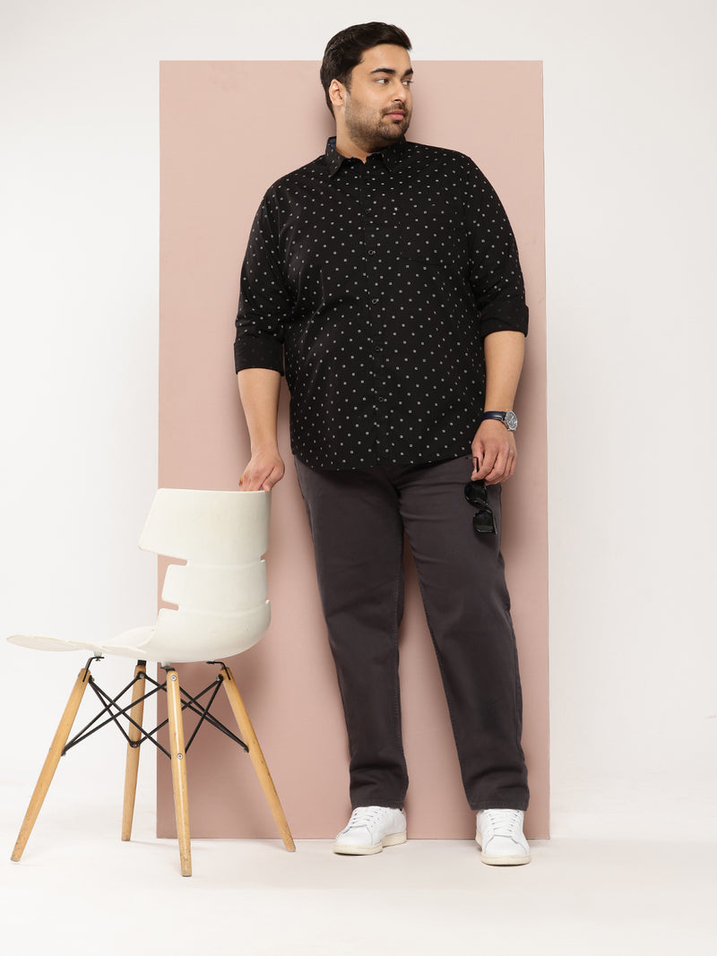 Thomas Scott Men Black Plus Size Premium Casual Shirt