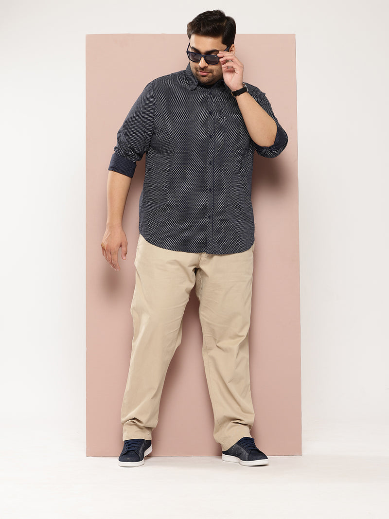 Thomas Scott Men DarkBlue Plus Size Premium Casual Shirt
