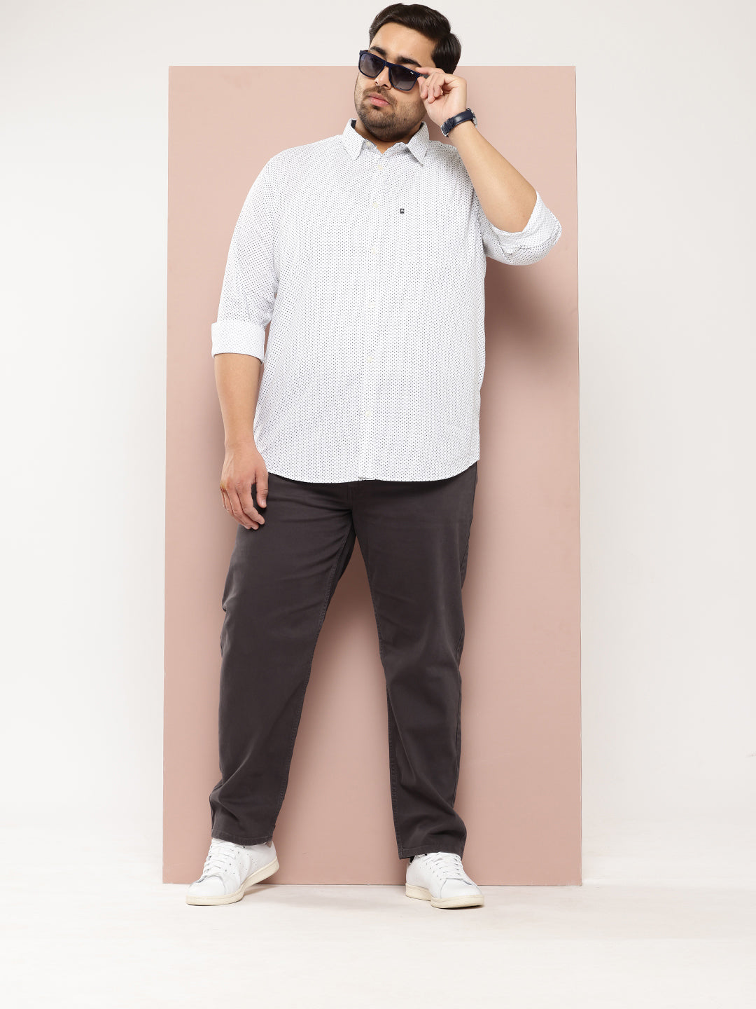 Thomas Scott Men Navy Plus Size Premium Casual Shirt