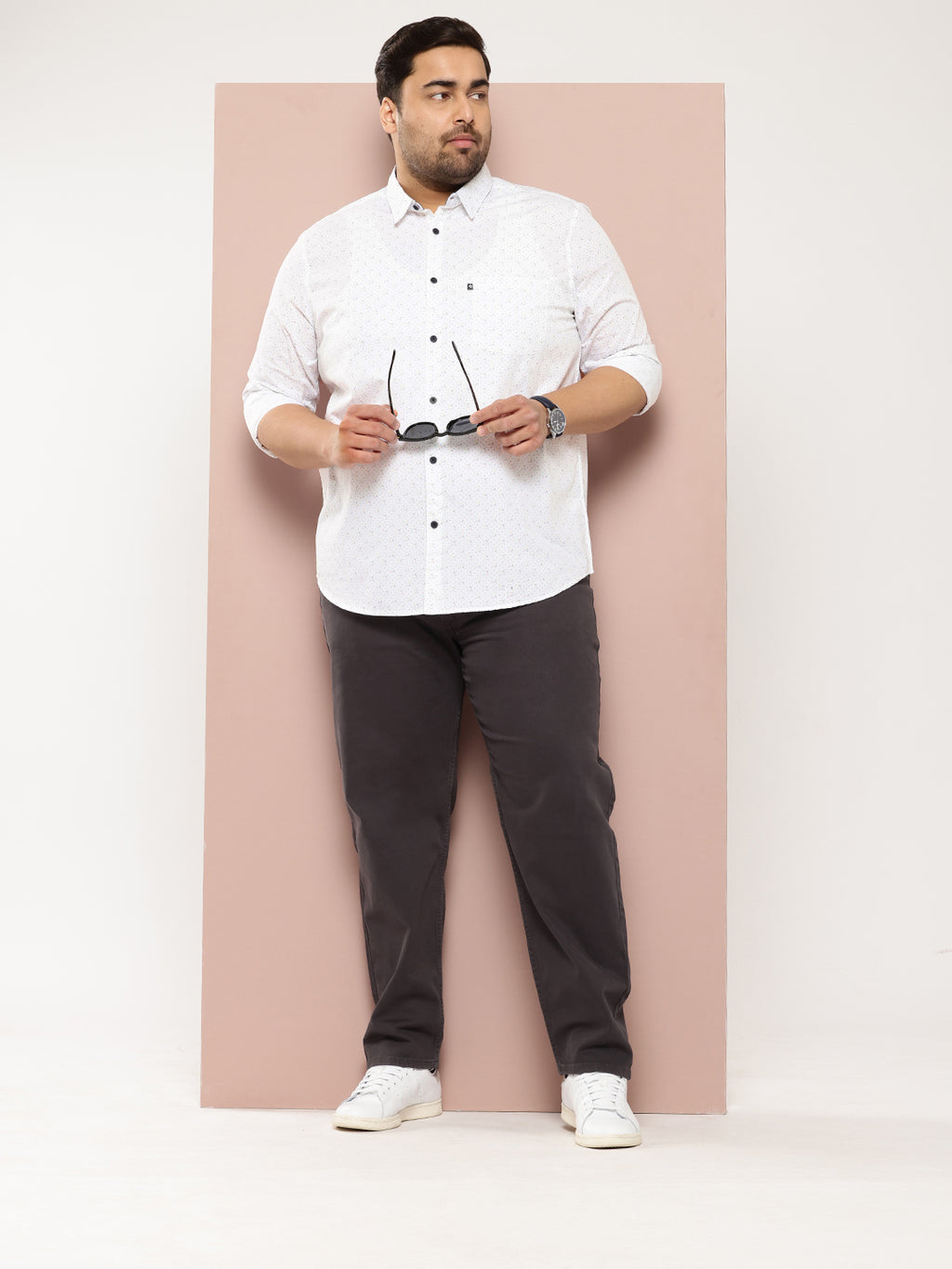 Thomas Scott Men Peach Plus Size Premium Casual Shirt