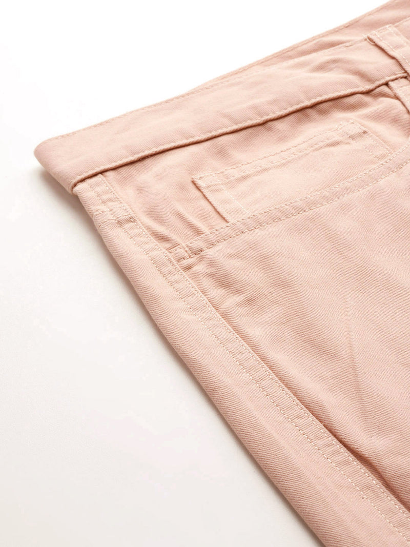 Thomas Scott Men Peach Plus Size Solid Mid Rise Regular Fit Cotton Chino Shorts