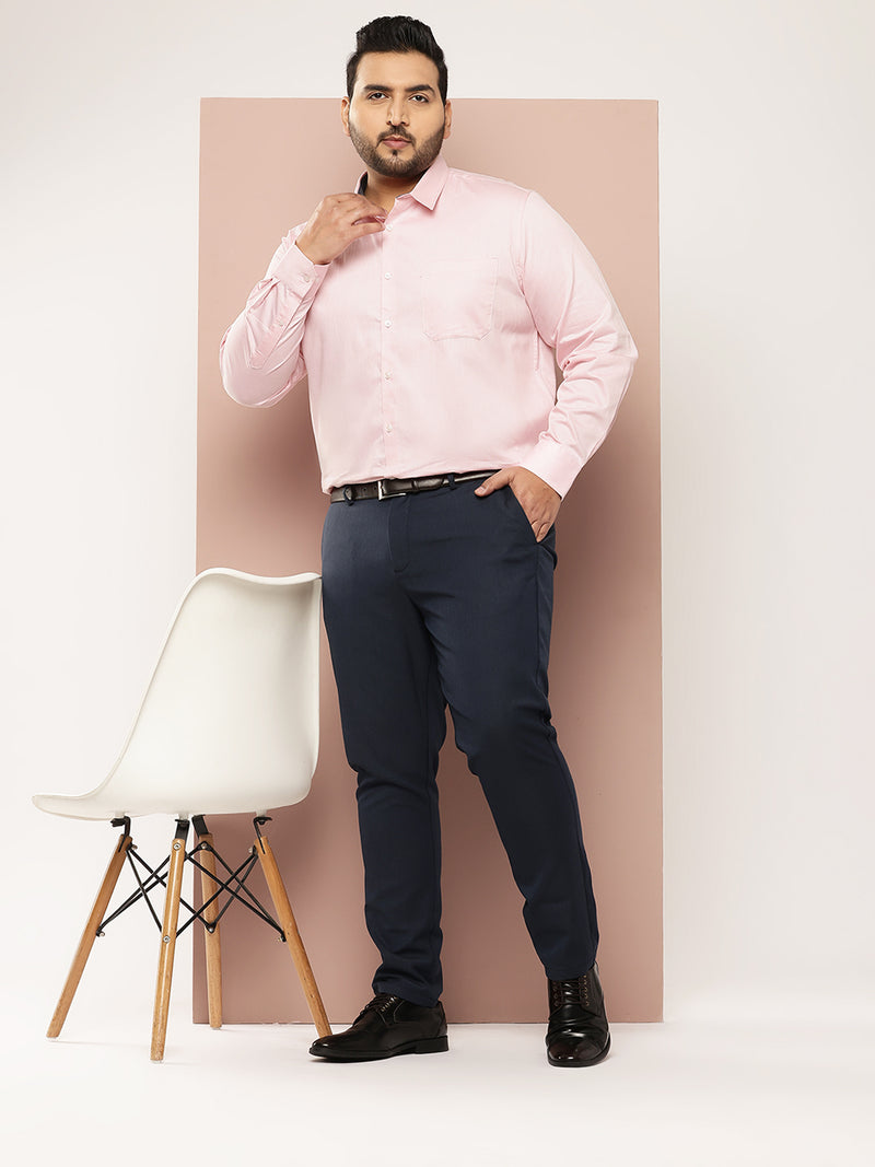 Thomas Scott Men Pink Plus Size Regular Fit Long Sleeves Micro Ditsy Printed Formal Shirt
