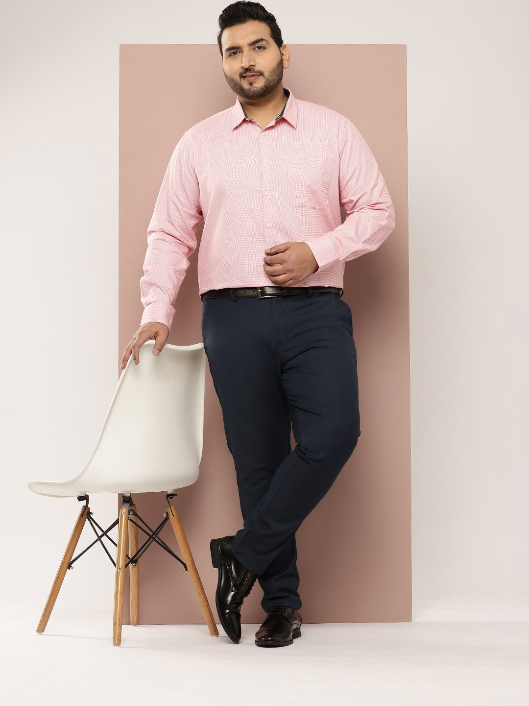 Thomas Scott Men Red Plus Size Regular Fit Long Sleeves Micro Ditsy Printed Formal Shirt