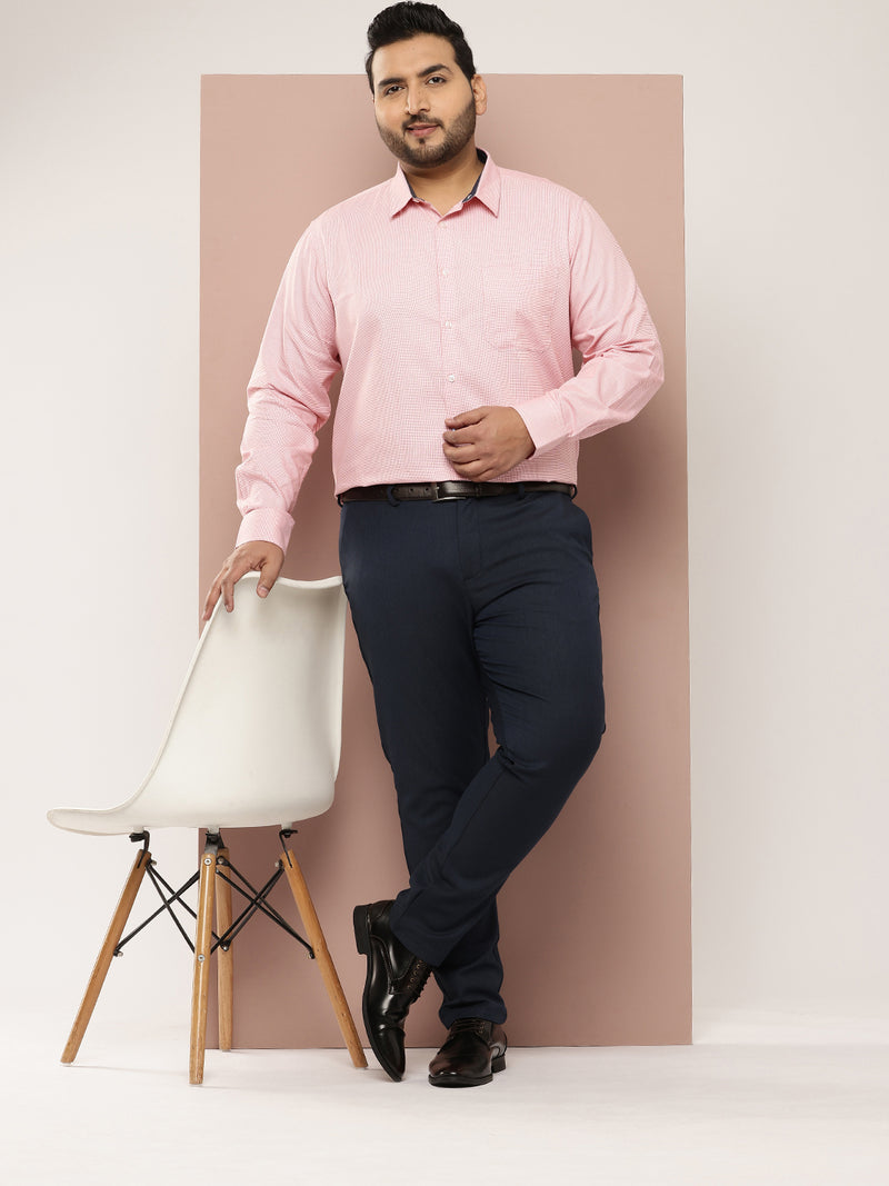 Thomas Scott Men Red Plus Size Regular Fit Long Sleeves Micro Ditsy Printed Formal Shirt