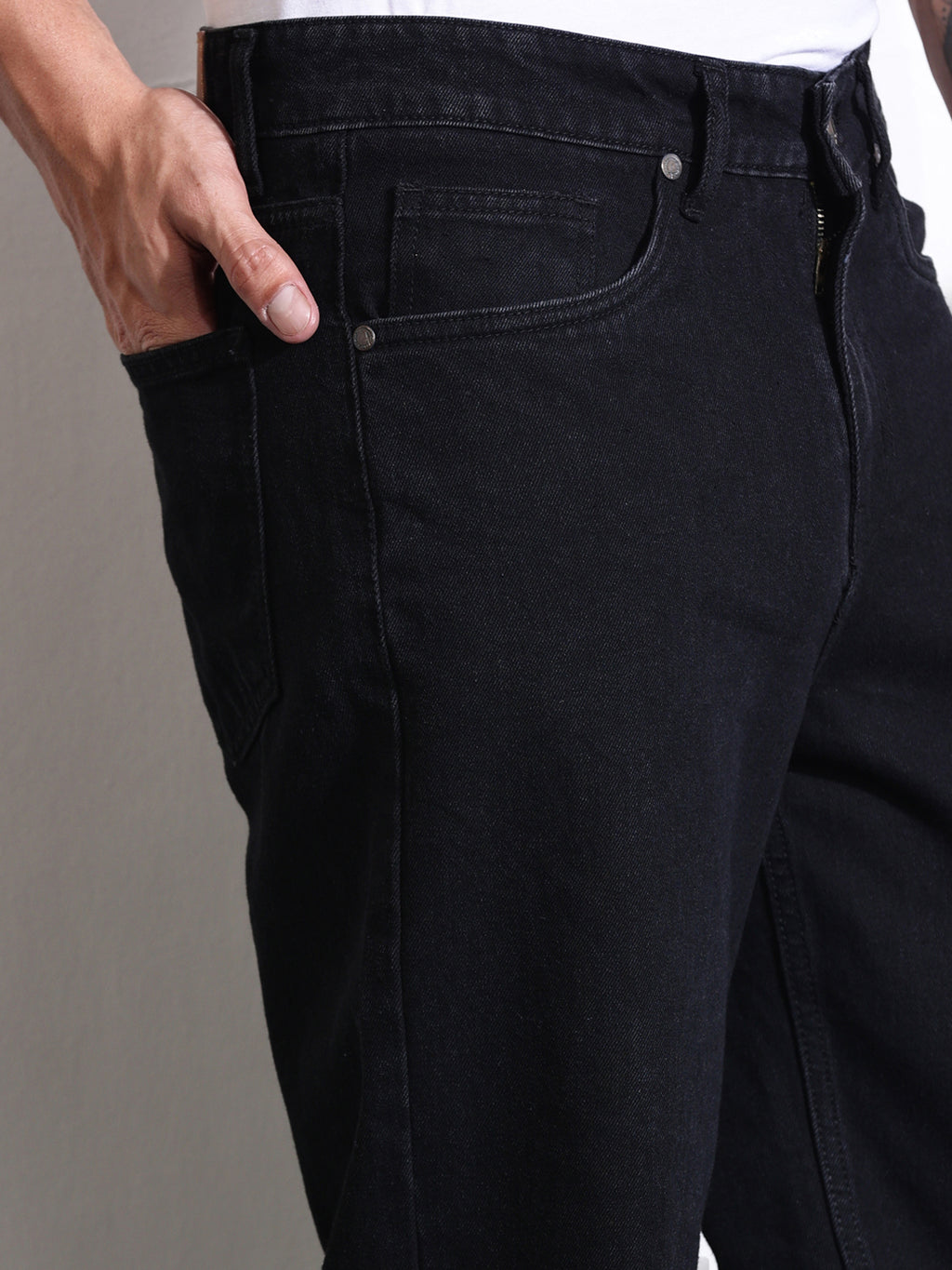 Thomas Scott Men Black Mid-Rise Cotton Baggy Jeans