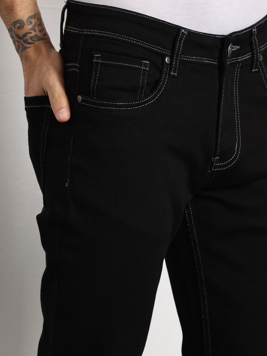 Thomas Scott Men Black Slim Fit Mid-Rise Clean Look Non stretchable Jeans
