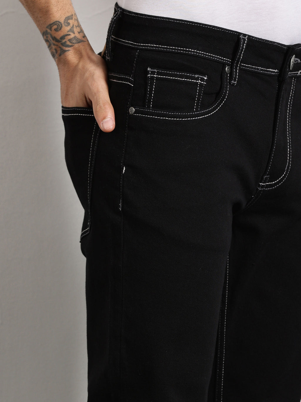 Thomas Scott Men Black Slim Fit Mid-Rise Clean Look Non stretchable Jeans