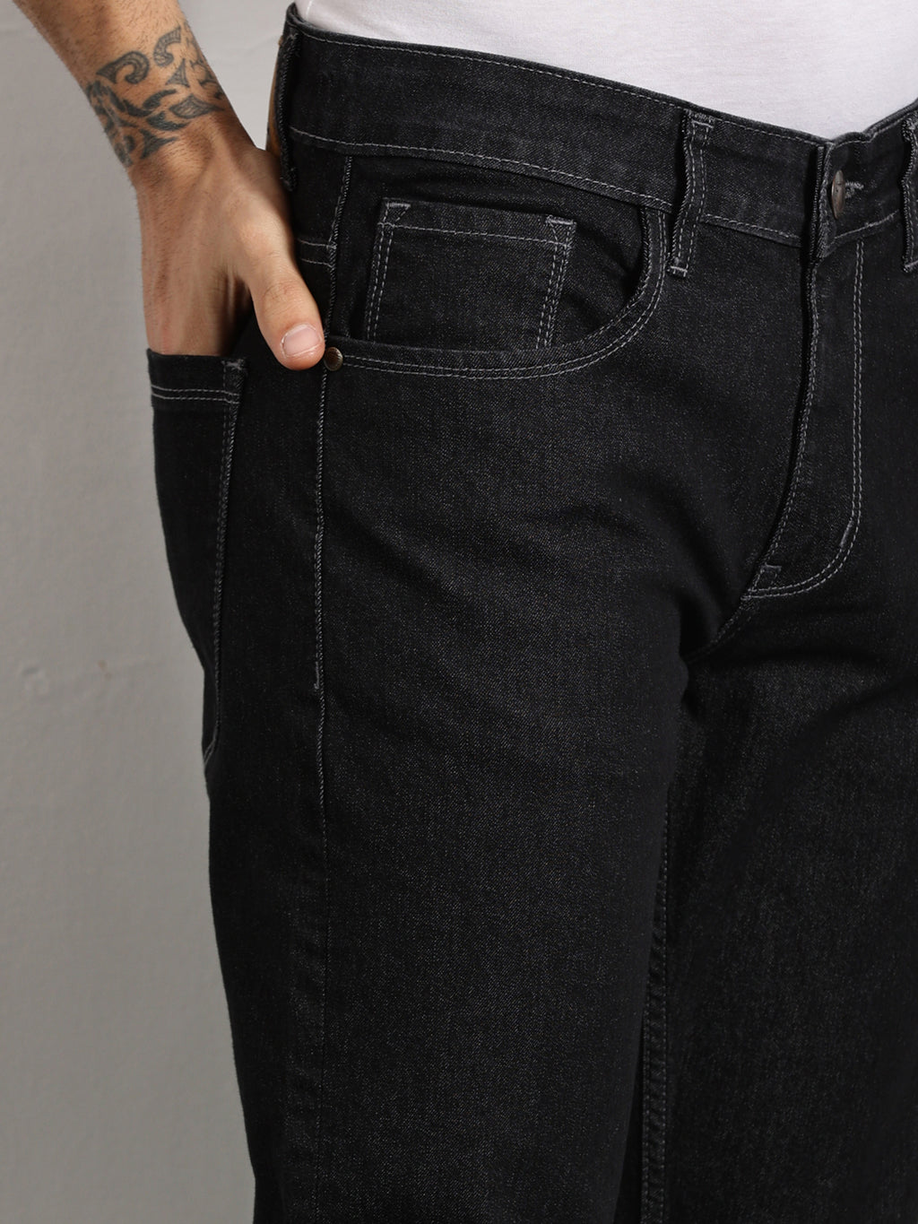 Thomas Scott Men DarkGrey Slim Fit Mid-Rise Clean Look Non stretchable Jeans