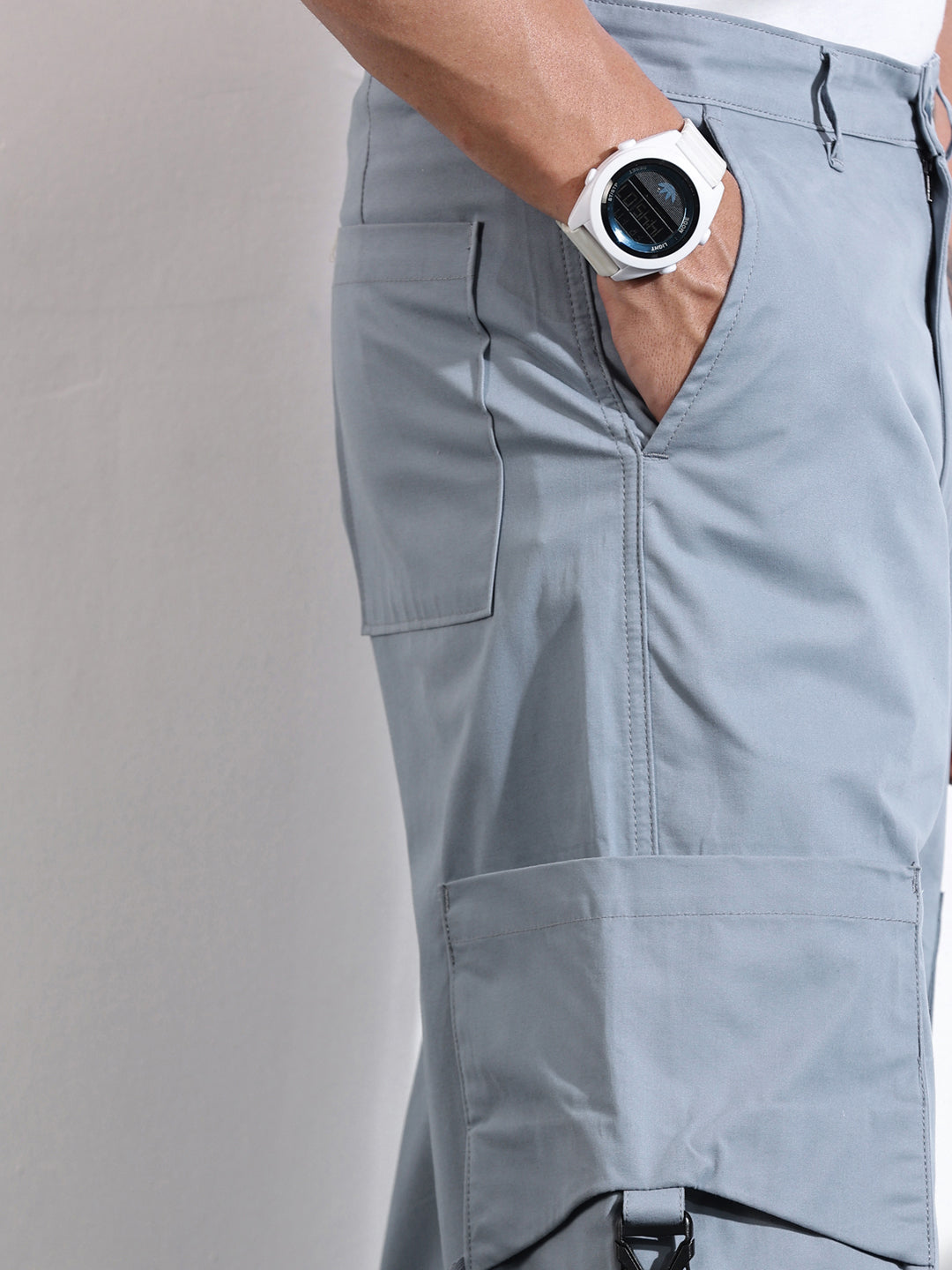 Thomas Scott Men Mid Blue Cotton Mid-Rise Original Cargo Trouser