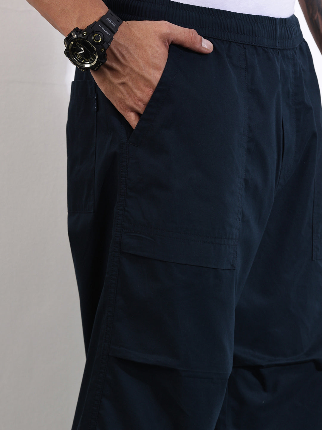 Thomas Scott Men Navy Cotton Smart Cargo Trouser