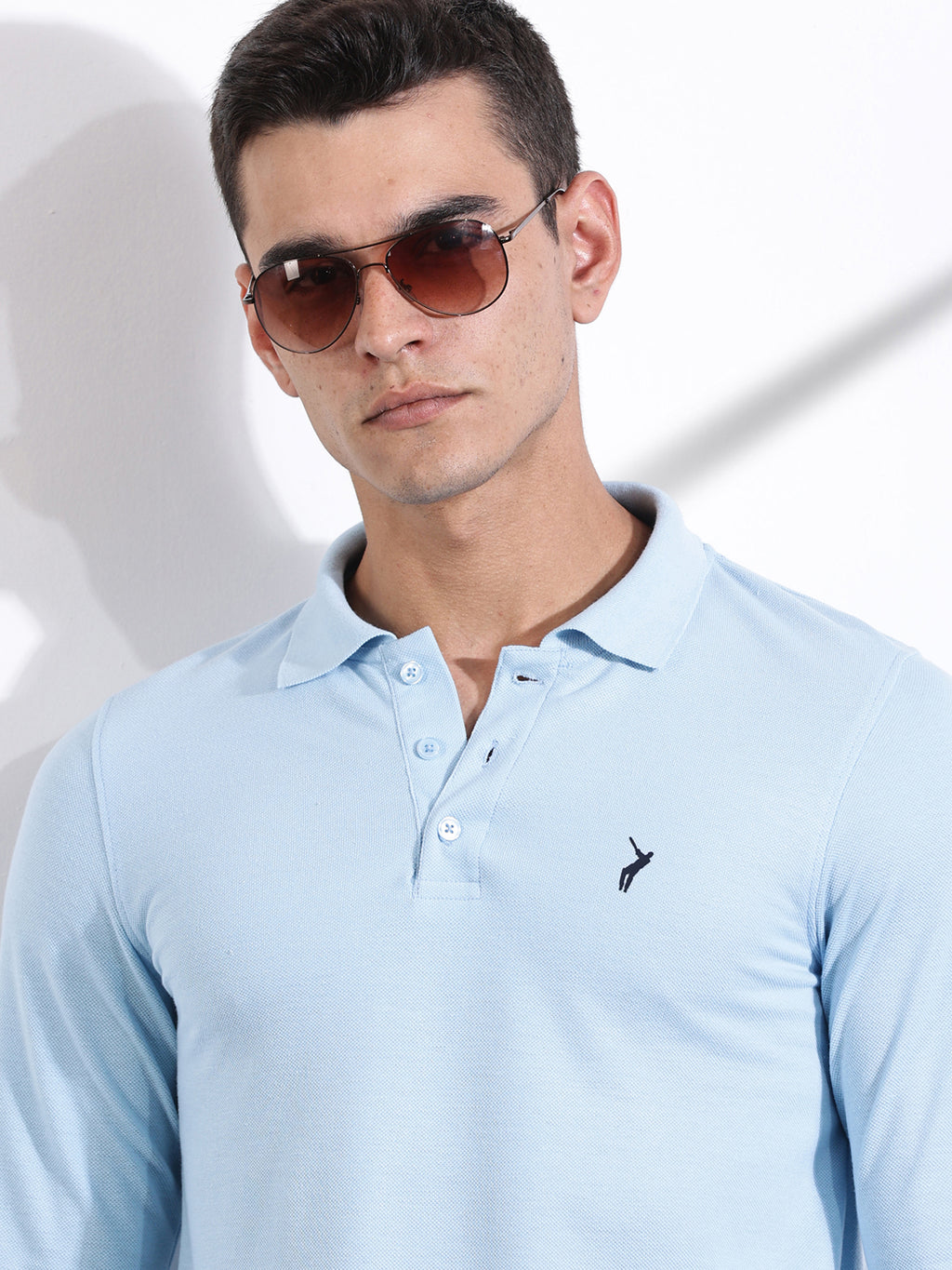 Thomas Scott Men Blue Solid Polo Collar T-shirt