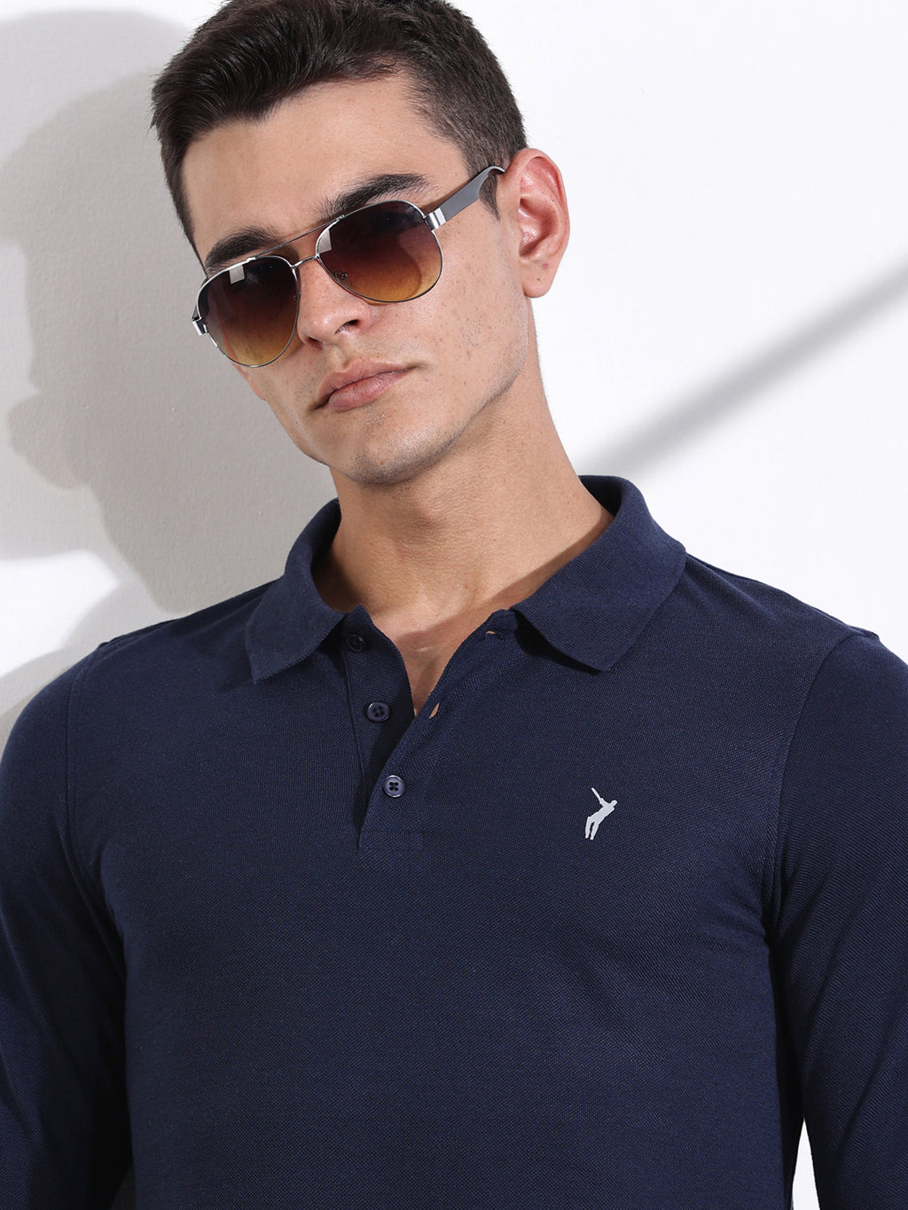 Thomas Scott Men Navy Solid Polo Collar T-shirt